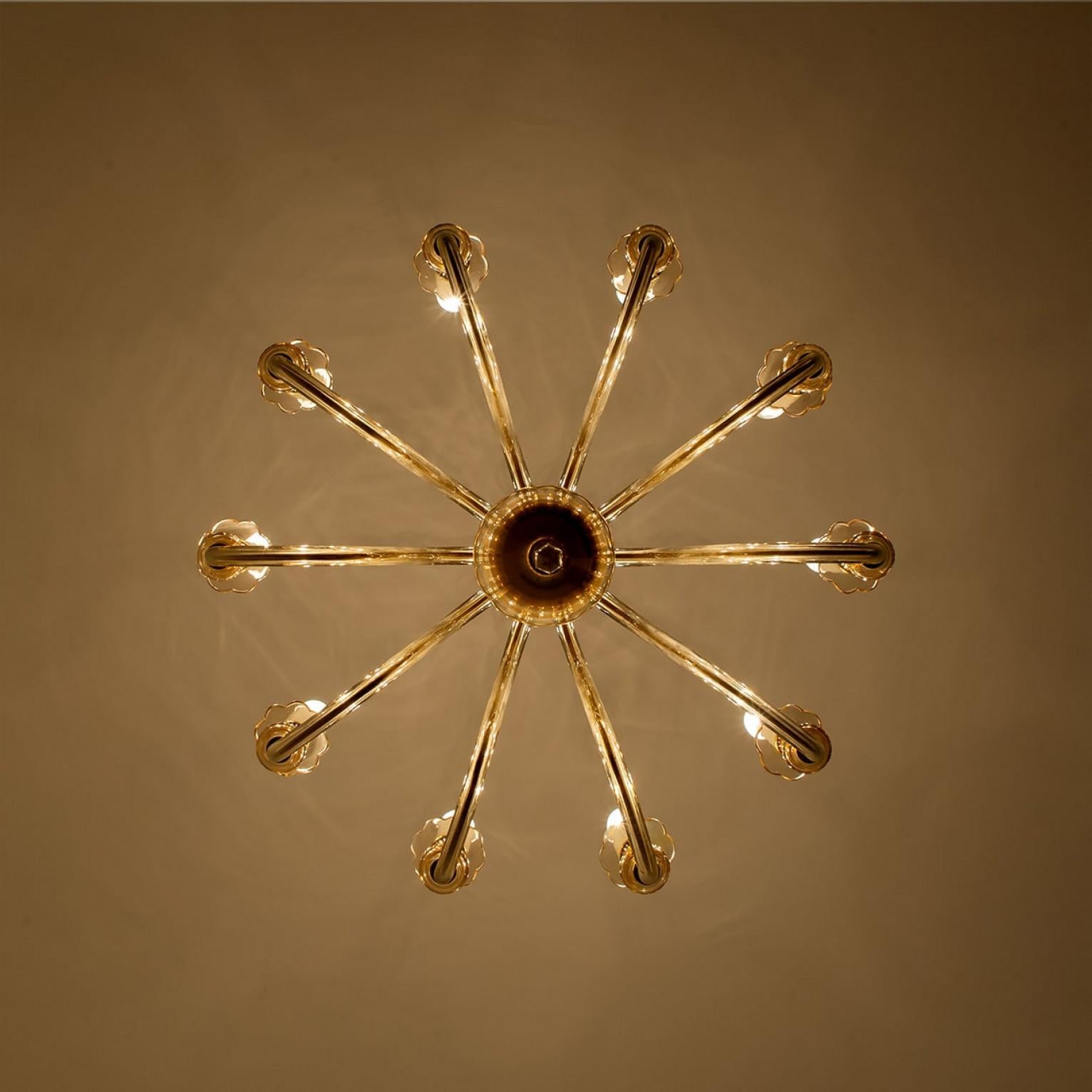 Impresionante araña de cristal de Murano de 10 brazos, Italia, 1960 en venta 2