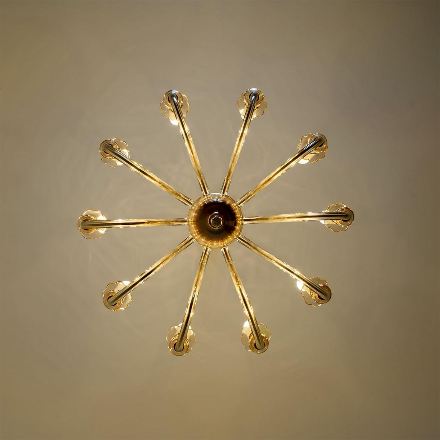 Stunning Murano Glass Chandelier 10 arms, Italy, 1960 For Sale 4