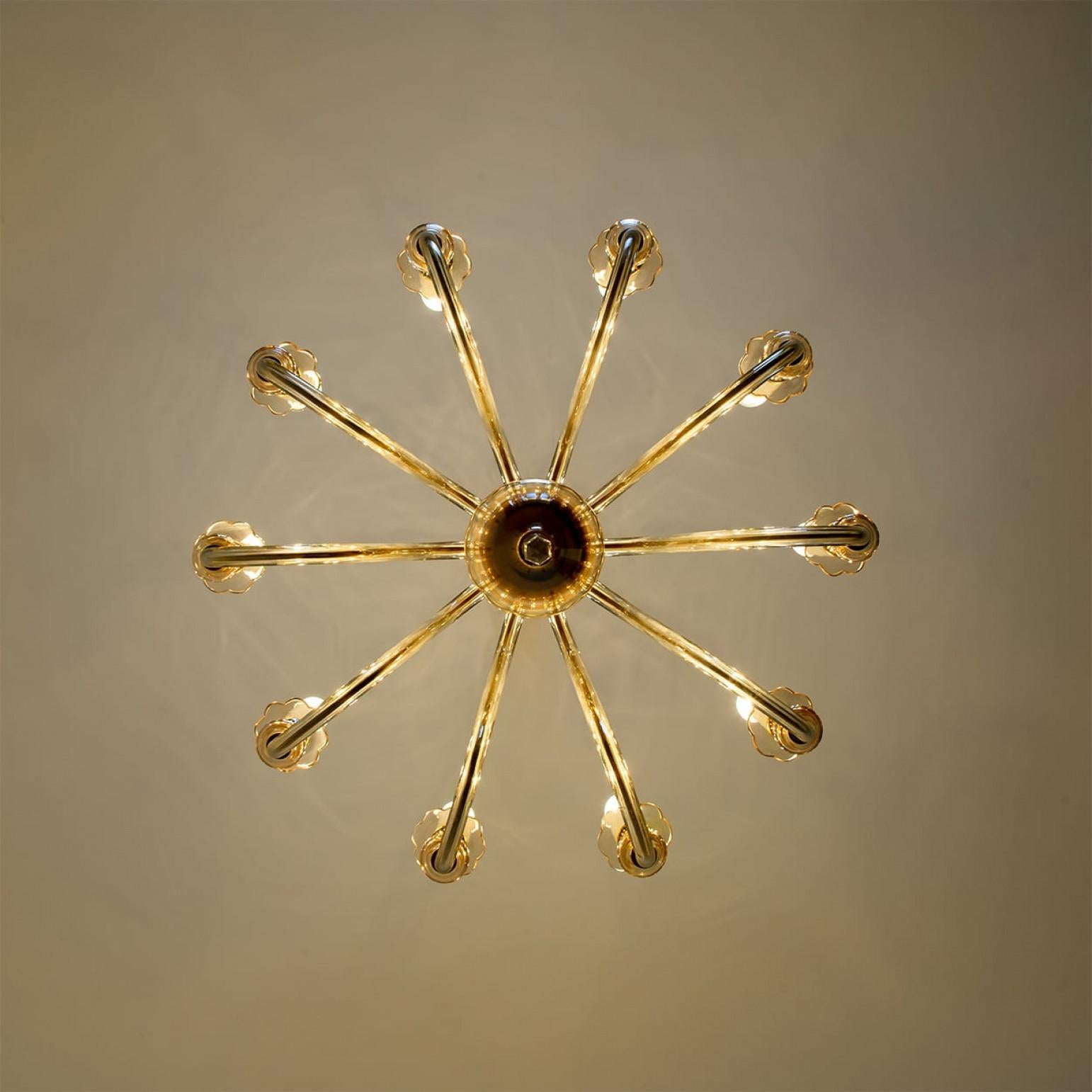Impresionante araña de cristal de Murano de 10 brazos, Italia, 1960 en venta 4