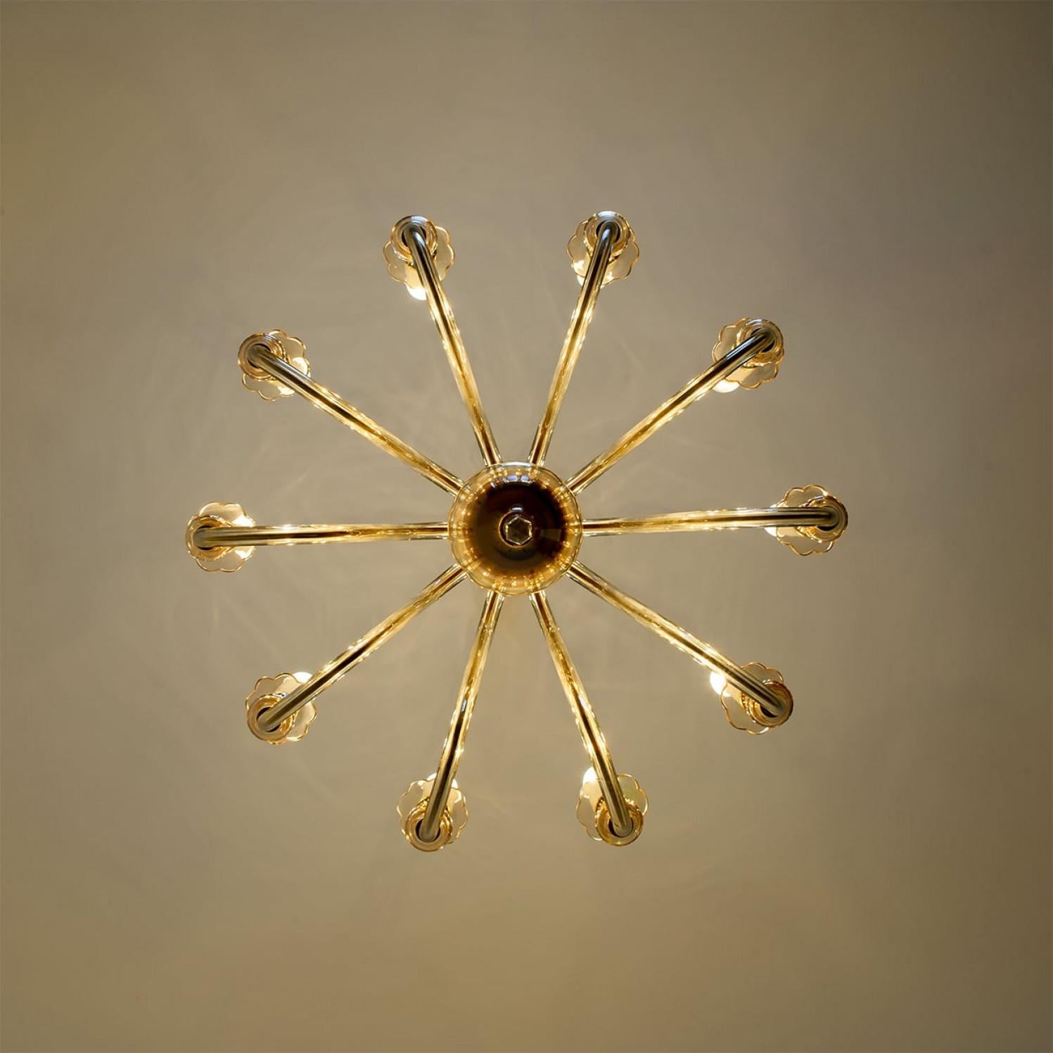Impresionante araña de cristal de Murano de 10 brazos, Italia, 1960 en venta 4