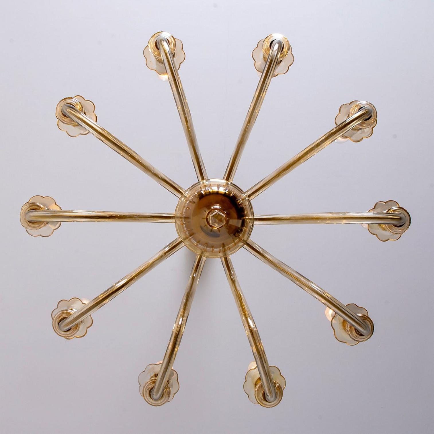 Impresionante araña de cristal de Murano de 10 brazos, Italia, 1960 en venta 5