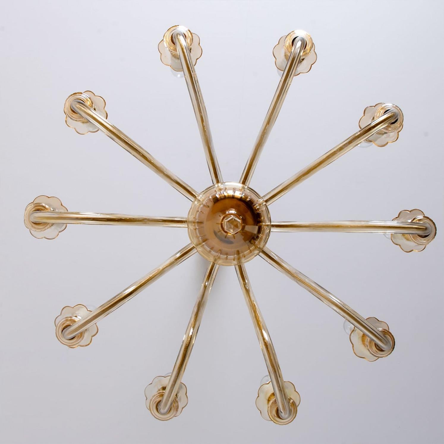 Stunning Murano Glass Chandelier 10 arms, Italy, 1960 For Sale 6