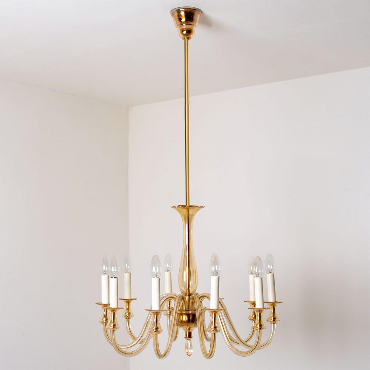 Stunning Murano Glass Chandelier 10 arms, Italy, 1960 For Sale 7
