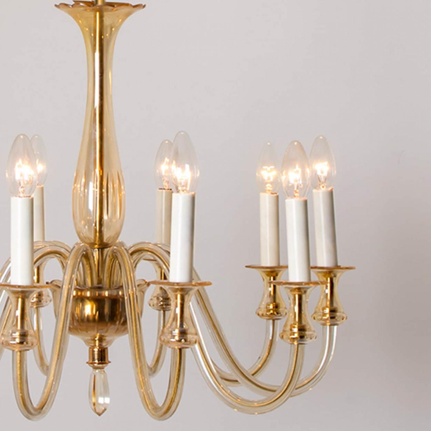 Mid-Century Modern Stunning Murano Glass Chandelier 10 arms, Italy, 1960 For Sale
