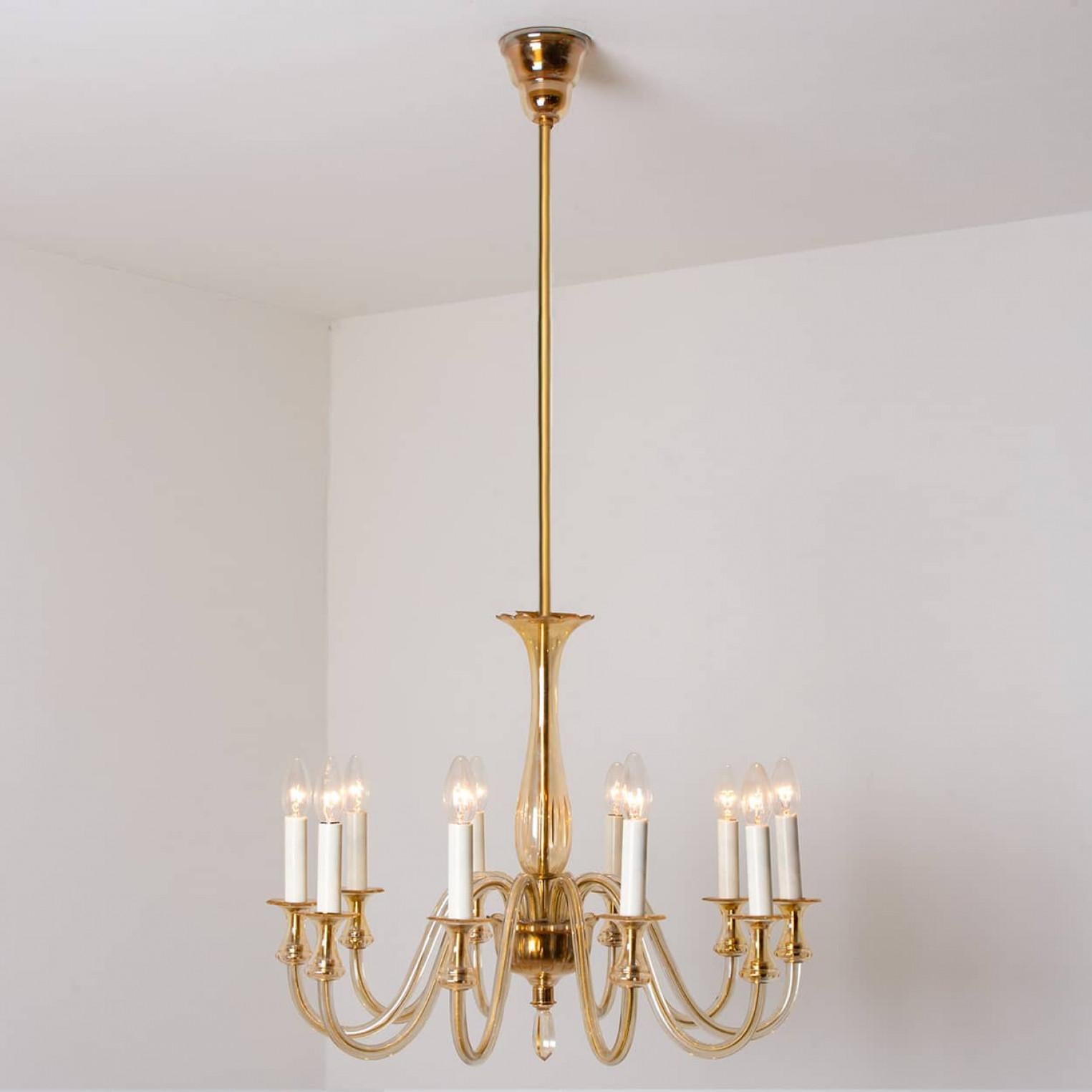 Other Stunning Murano Glass Chandelier 10 arms, Italy, 1960 For Sale