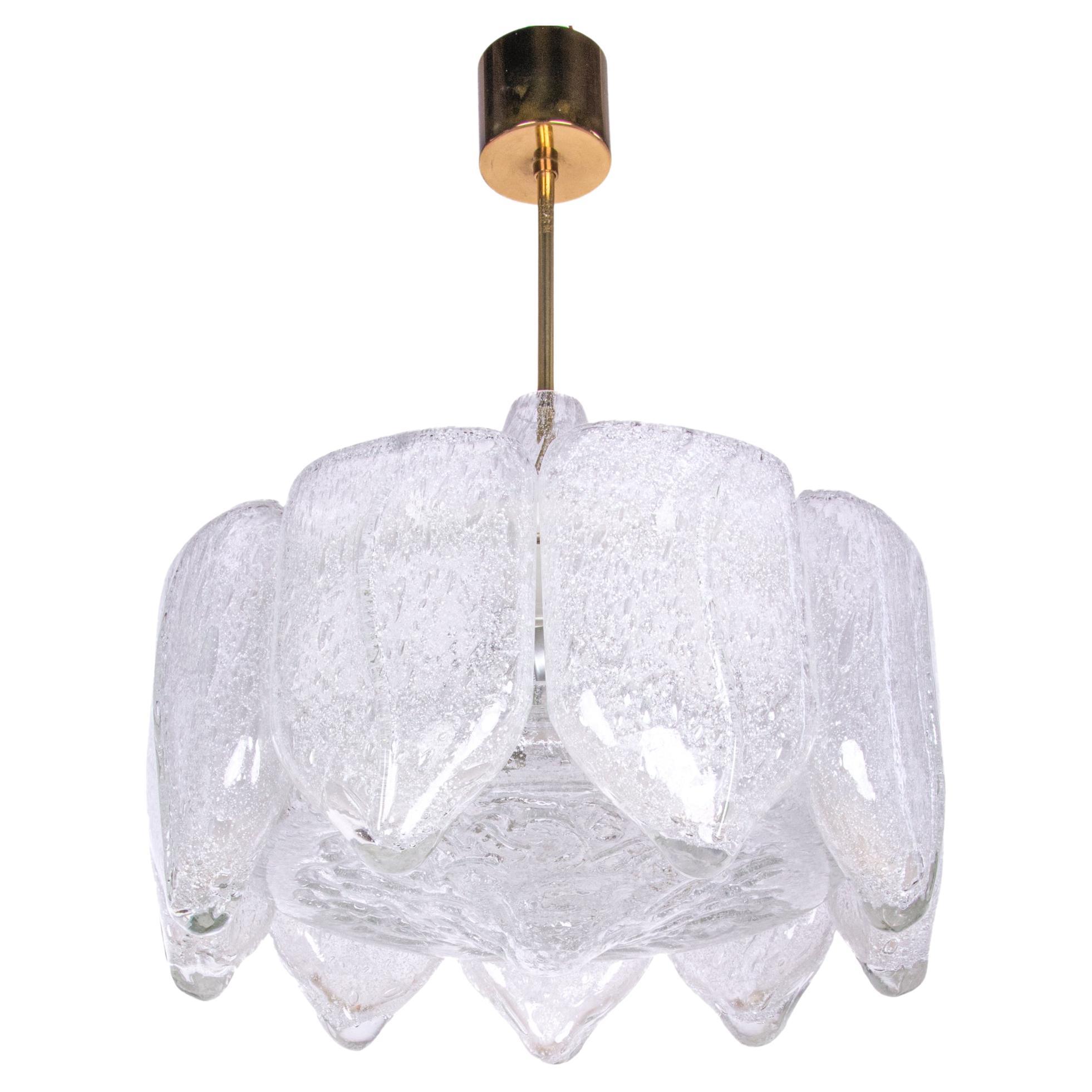 Brass Stunning Murano Glass Chandelier by Doria, Germany, 1960s For Sale