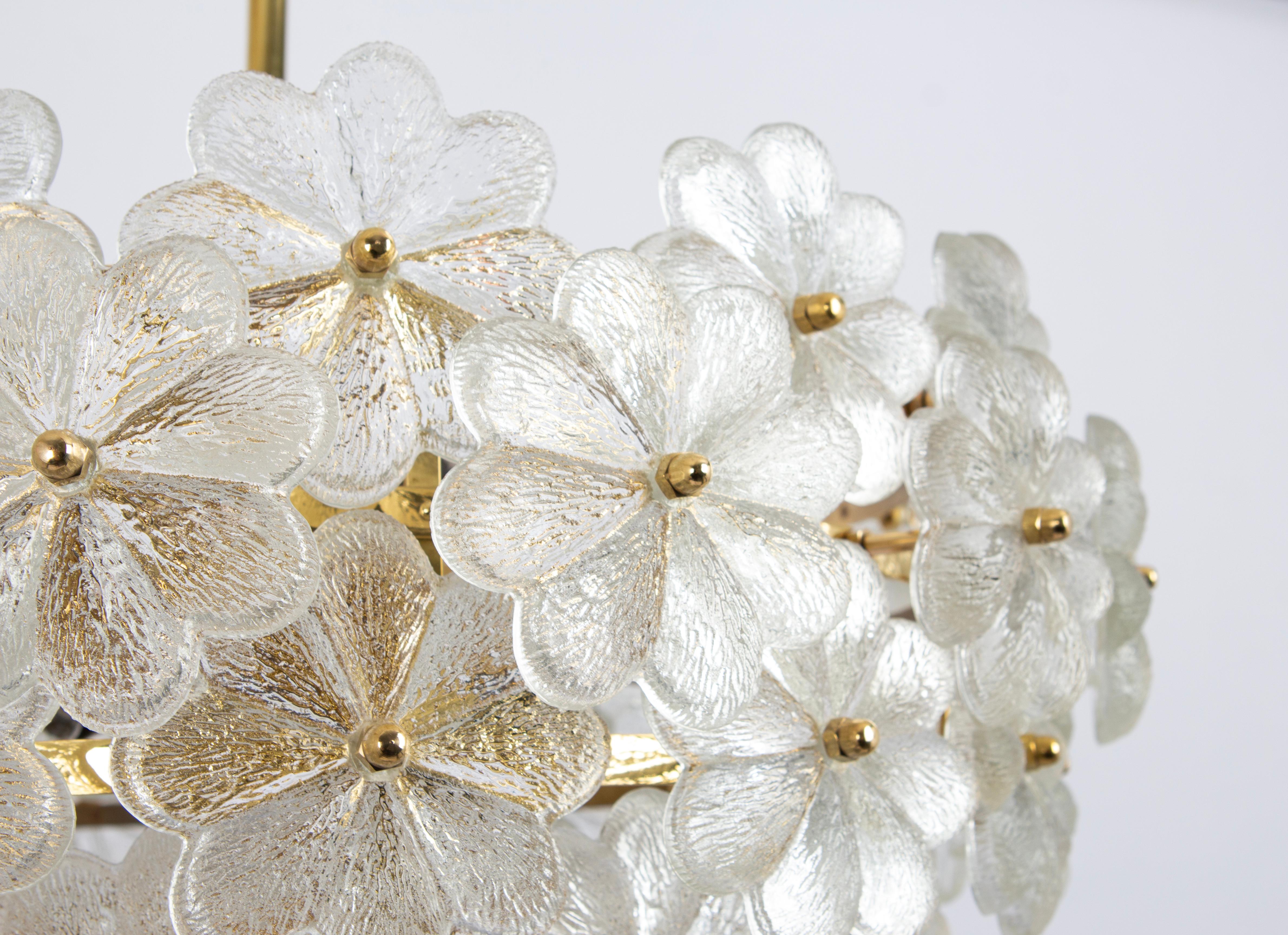 Mid-Century Modern 1 of 2 Stunning Murano Glass Chandelier by Ernst Palme, Germany, 1970s For Sale