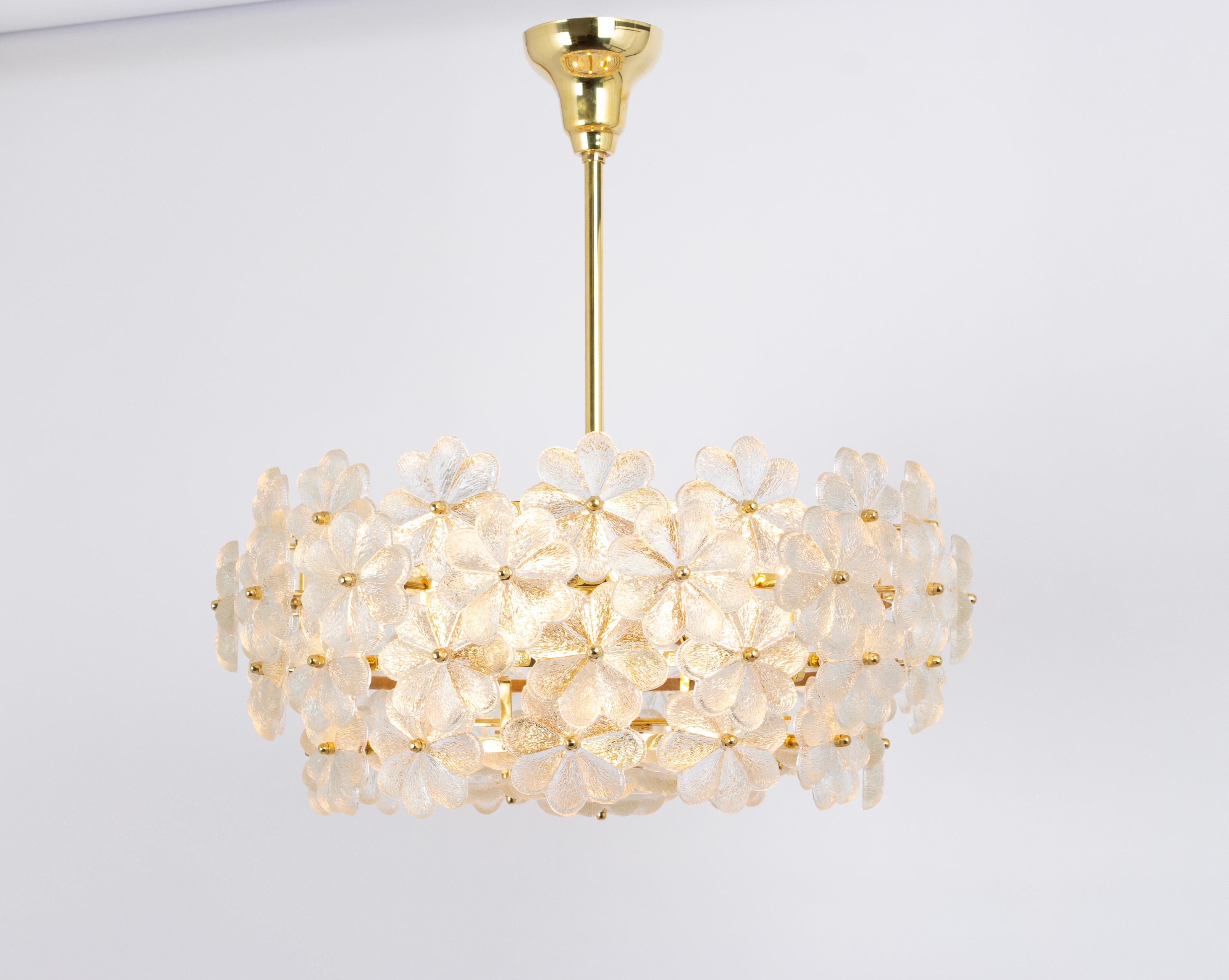 1 of 2 Stunning Murano Glass Chandelier by Ernst Palme, Germany, 1970s For Sale 1