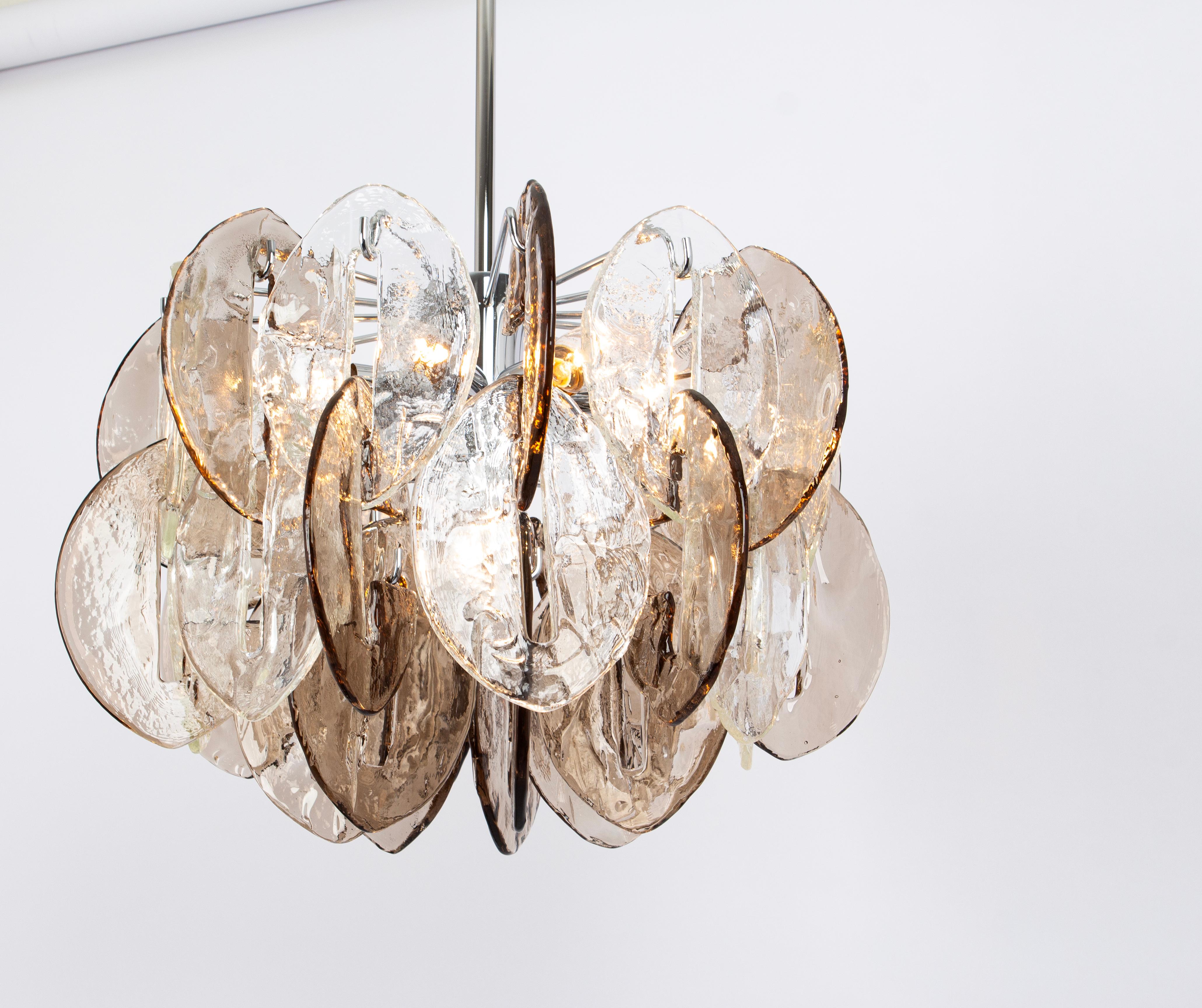 Late 20th Century Stunning Murano Glass Chandelier Designed by Carlo Nason for Kalmar, 1970s For Sale