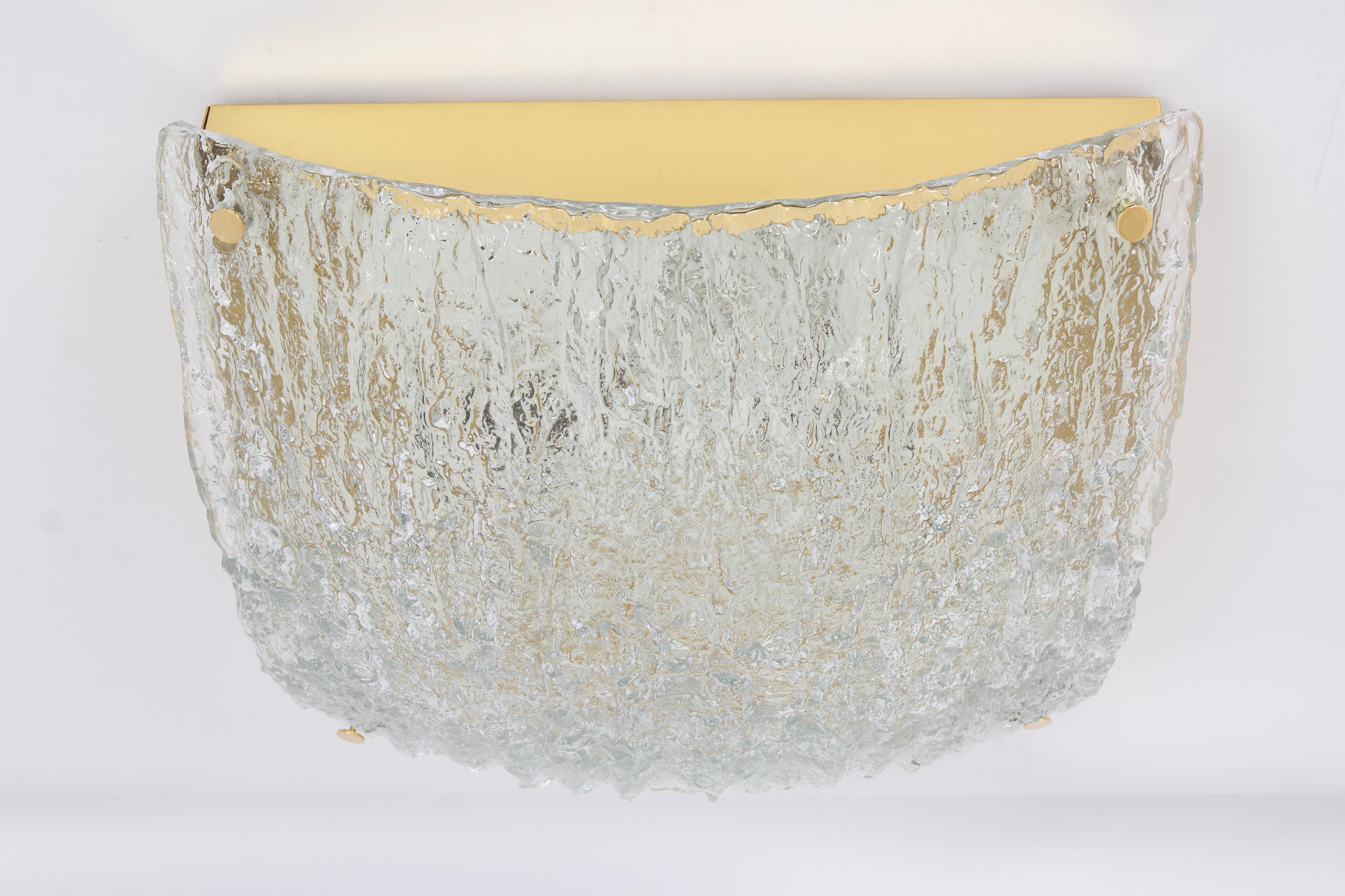 Brass Stunning Murano Glass Flush Mount by Kaiser, Germany, 1970s For Sale