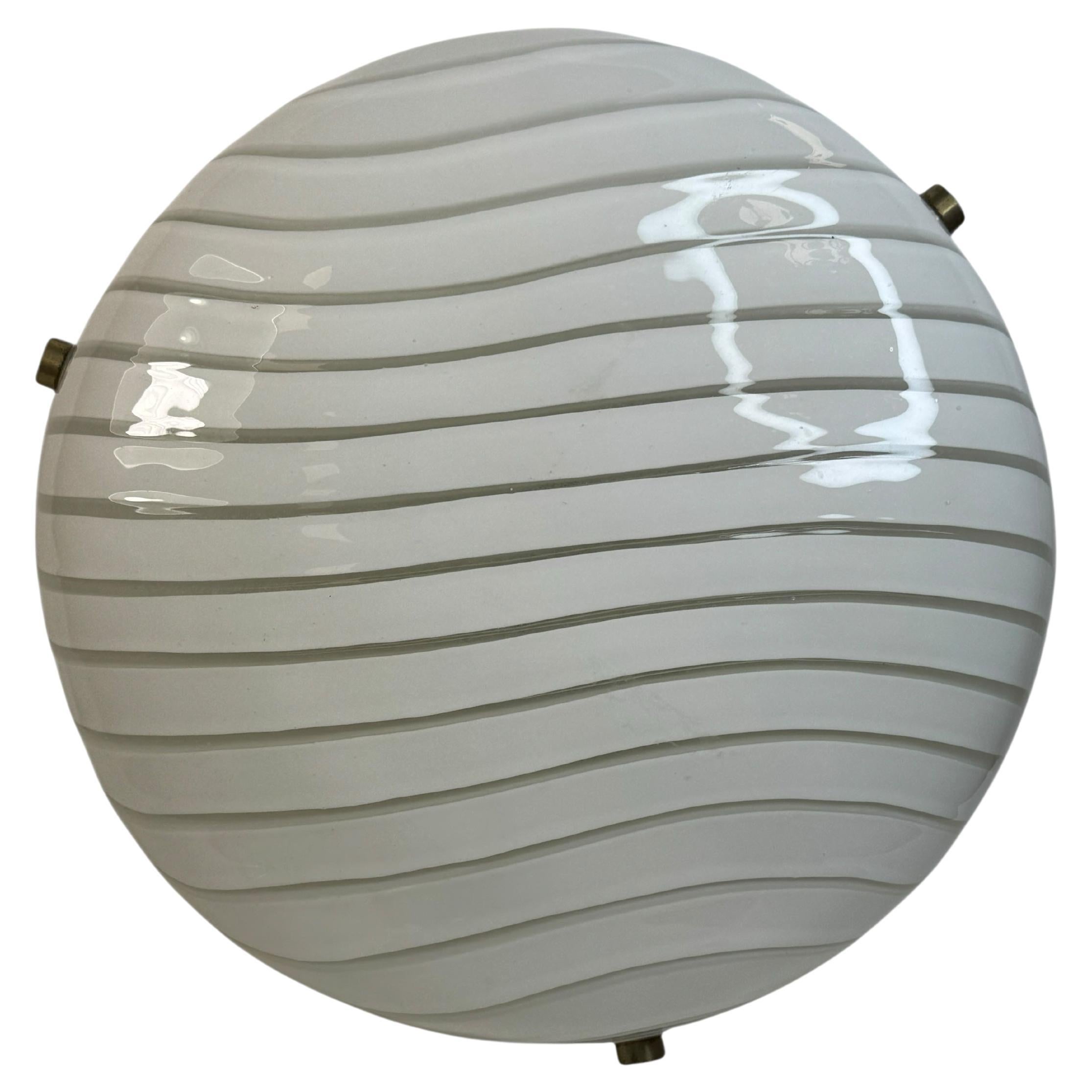 Stunning Murano Glass Flush Mount Ceiling Light, Mid-Century Modern Italy 1970s