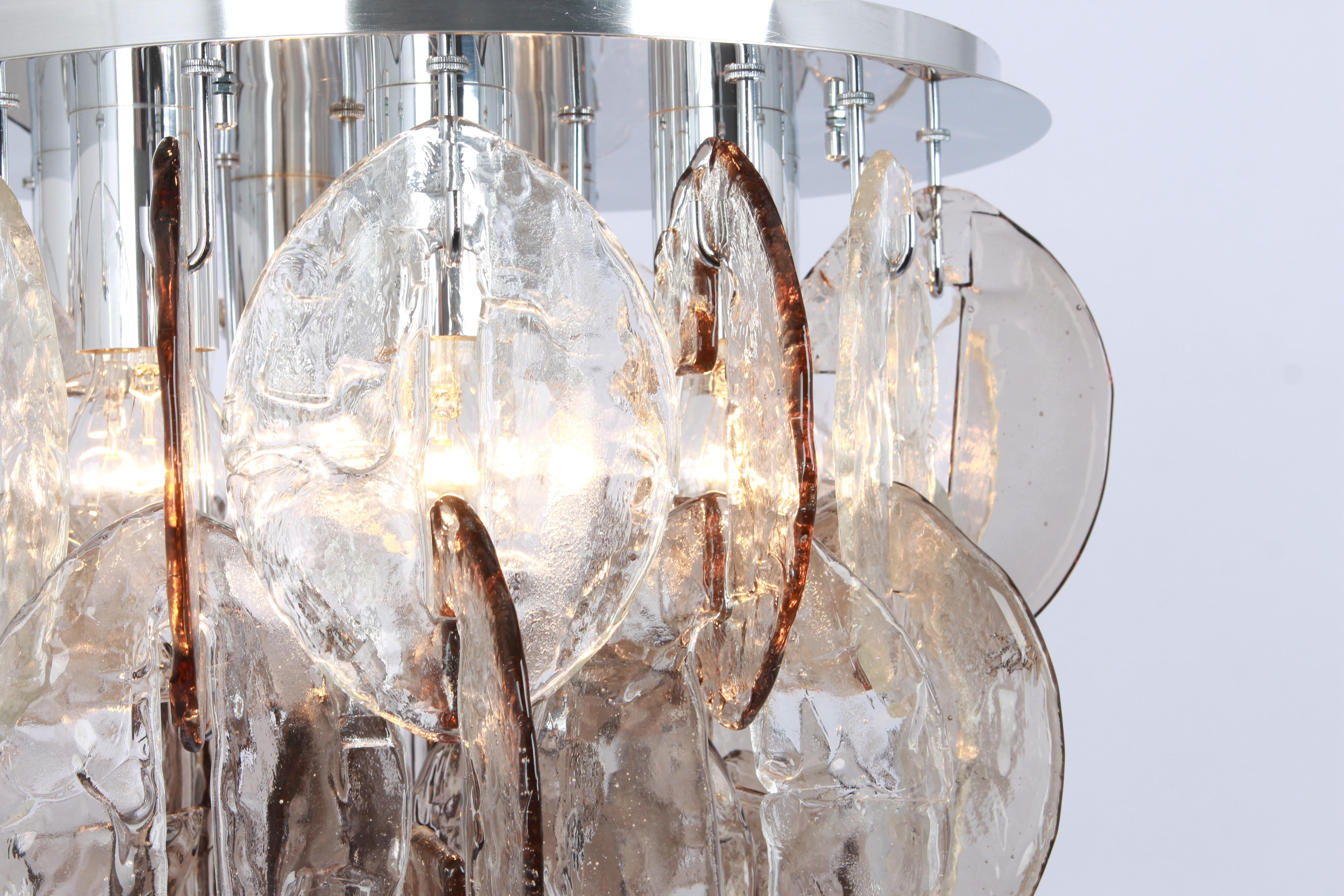 Mid-Century Modern Stunning Murano Glass Flush mount light Designed by Carlo Nason, Kalmar, 1970s For Sale