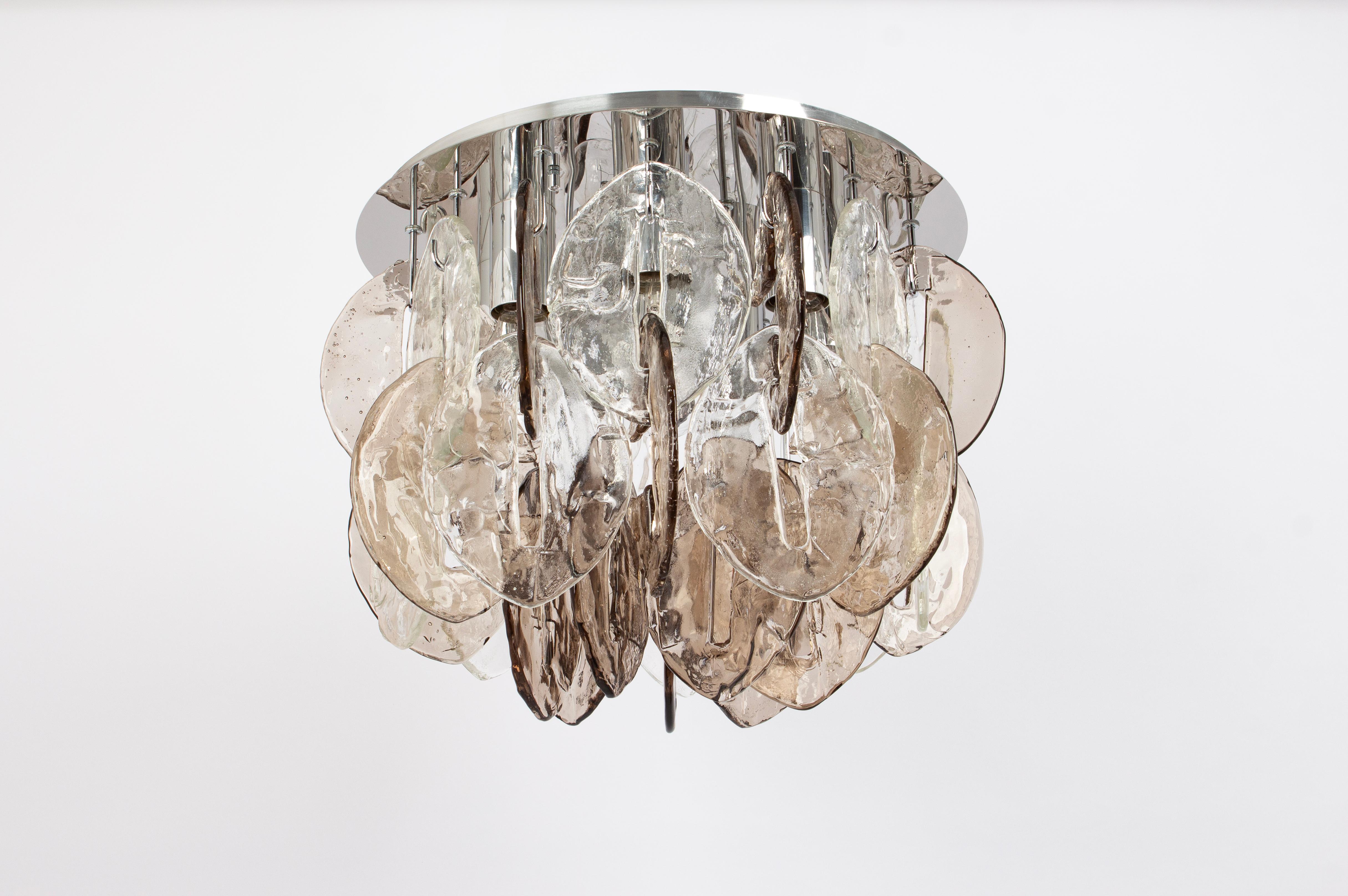 Stunning Murano Glass Flush mount light Designed by Carlo Nason, Kalmar, 1970s For Sale 1