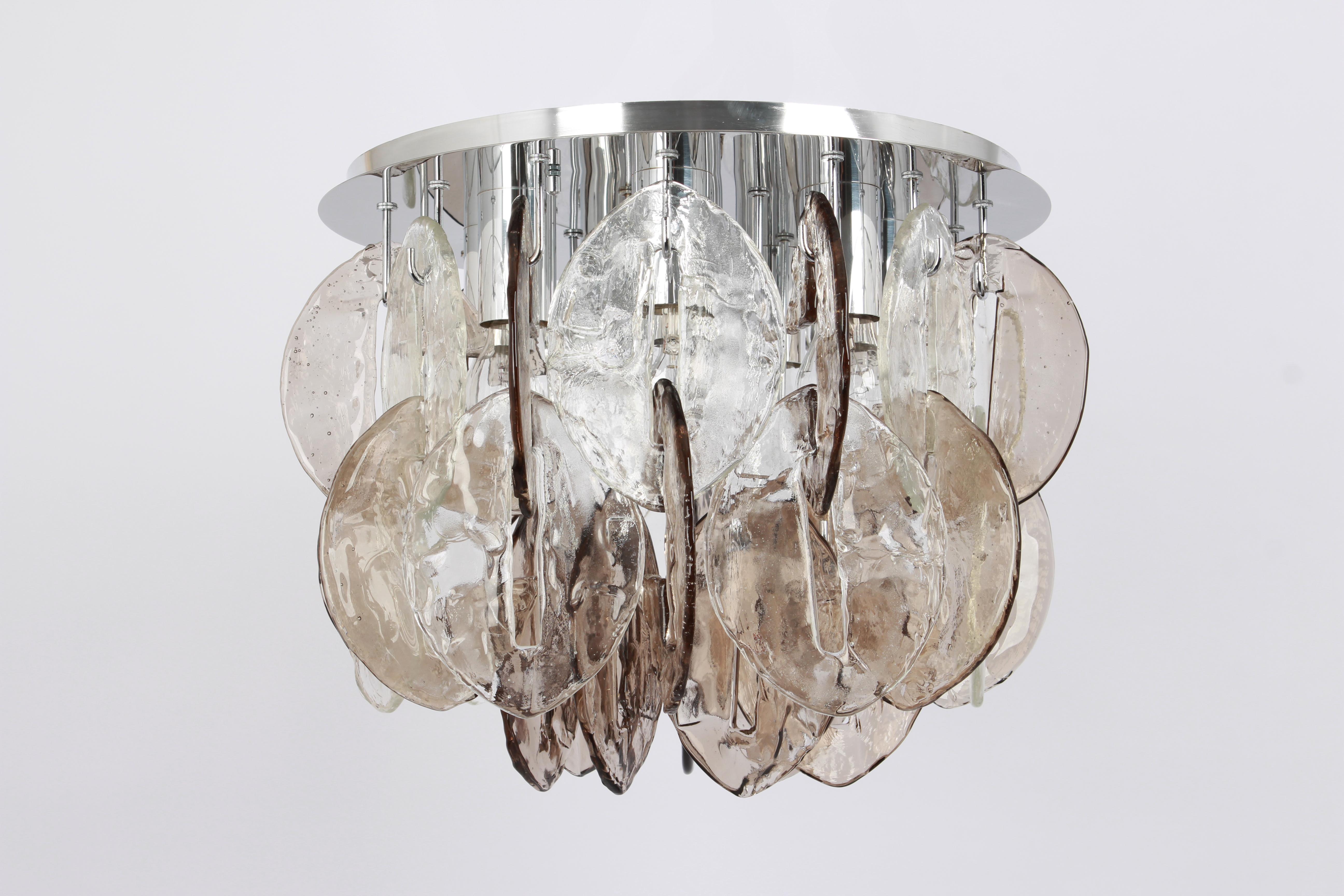 Stunning Murano Glass Flush mount light Designed by Carlo Nason, Kalmar, 1970s For Sale 2