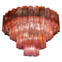 Stunning Murano Glass Fuchsia Red Tronchi Chandelier