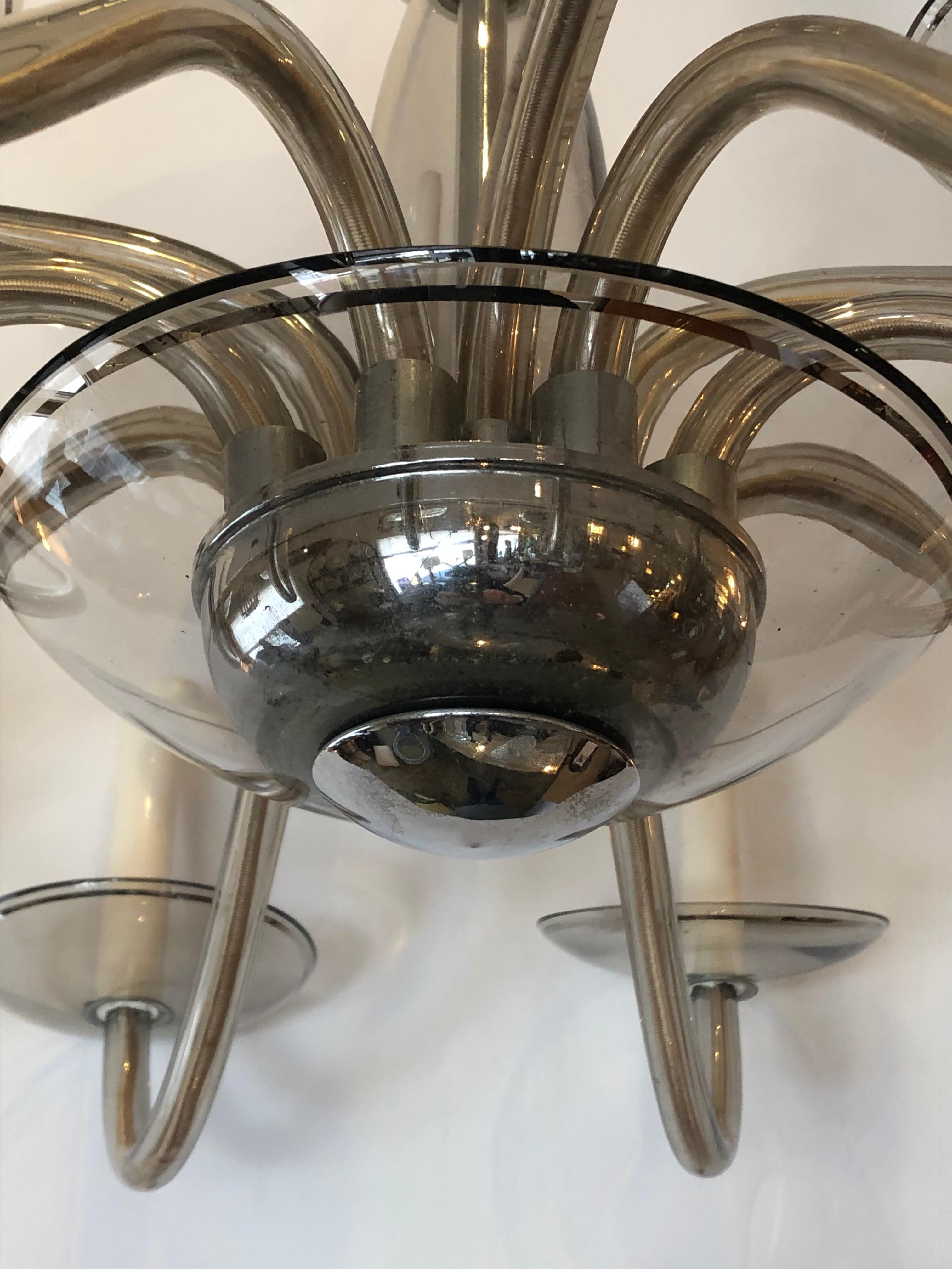 Late 20th Century Stunning Murano Glass Mid-Century Modern 12-Arm Chandelier For Sale