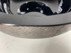 Stunning Murano Glass "Scavo" Black Glass Bowl / Compote by Barbini