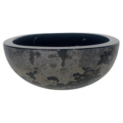 Stunning Murano Glass "Scavo" Black Glass Bowl / Compote by Barbini