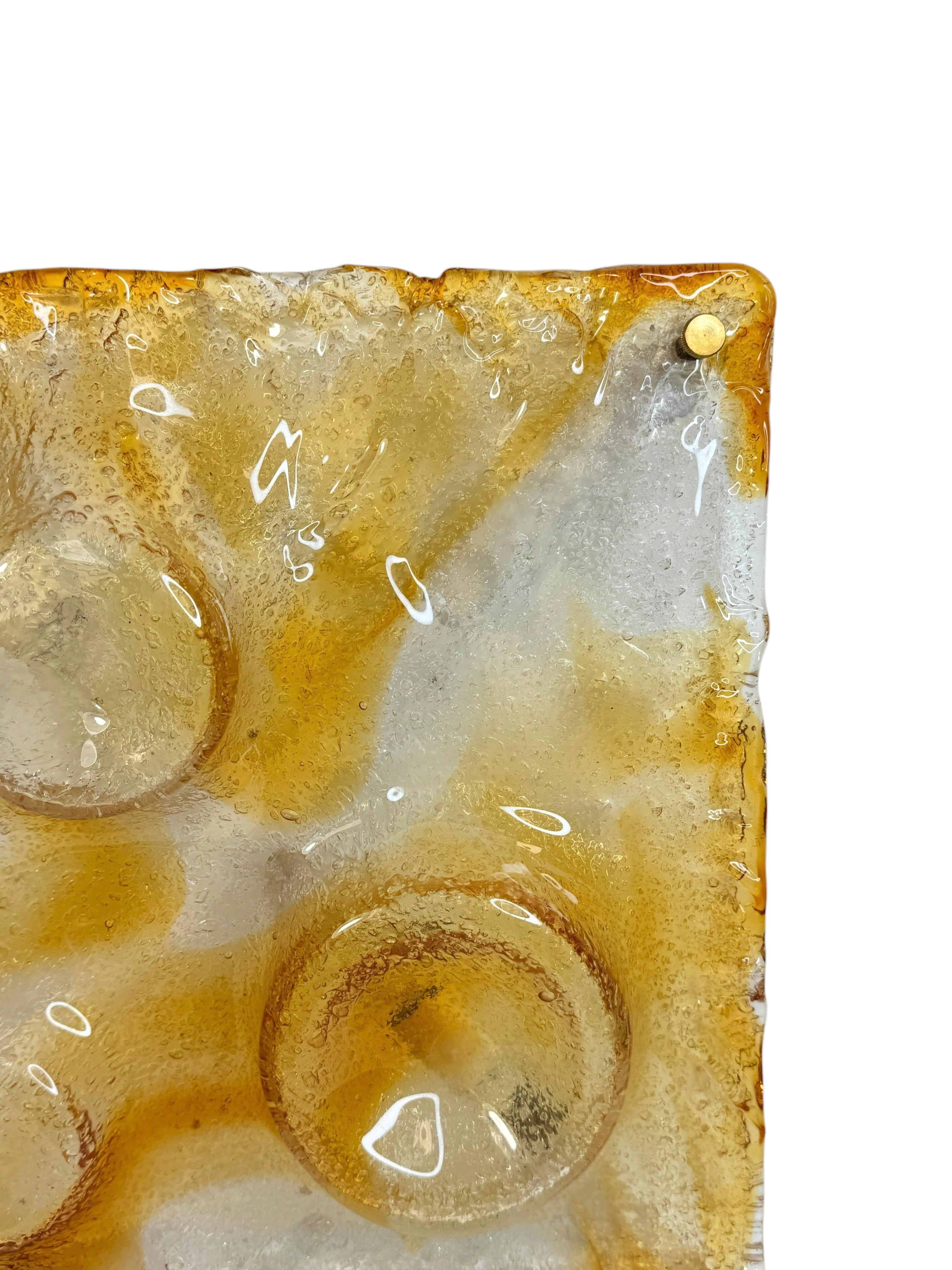 Impresionante Lámpara de Pared de Cristal de Murano, Italia Moderna de Mediados de Siglo Mazzega Años 70 Italiano en venta