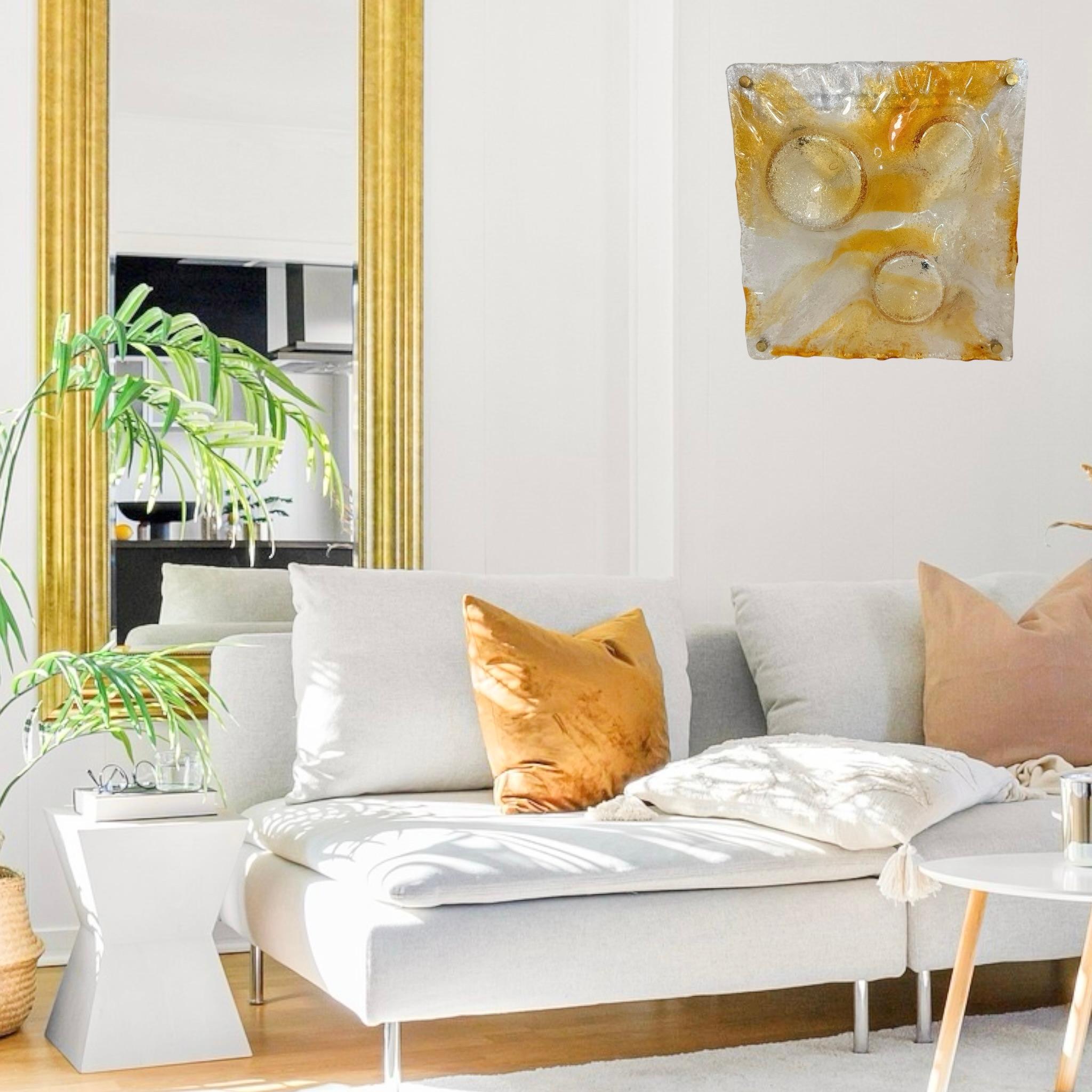 Impresionante Lámpara de Pared de Cristal de Murano, Italia Moderna de Mediados de Siglo Mazzega Años 70 en venta 2