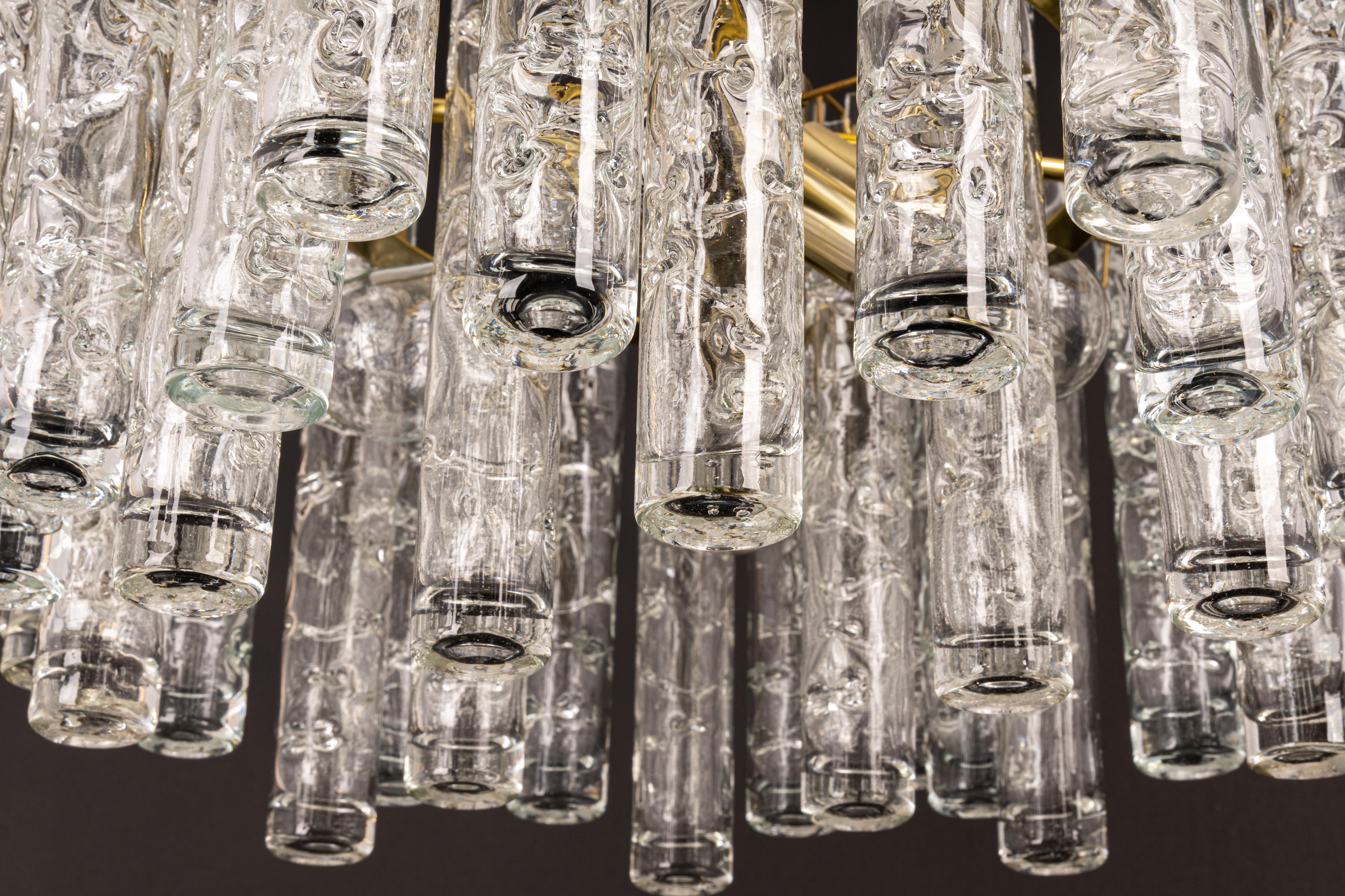1 of 4 Stunning Murano Glass Tubes Chandelier by Doria, Germany, 1960s For Sale 5