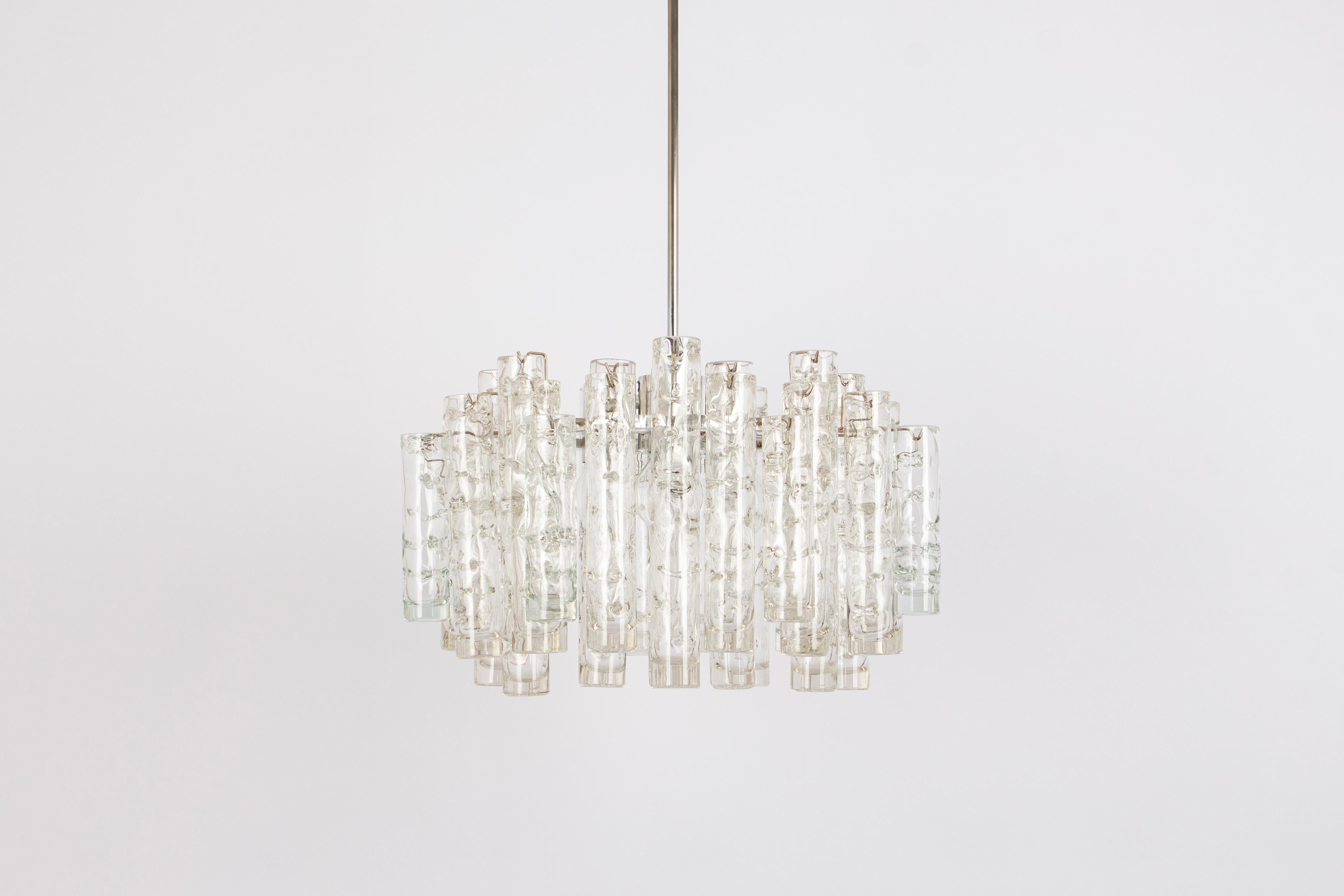 Mid-Century Modern Stunning Murano Glass Tubes Chandelier by Doria, Germany, 1960s For Sale