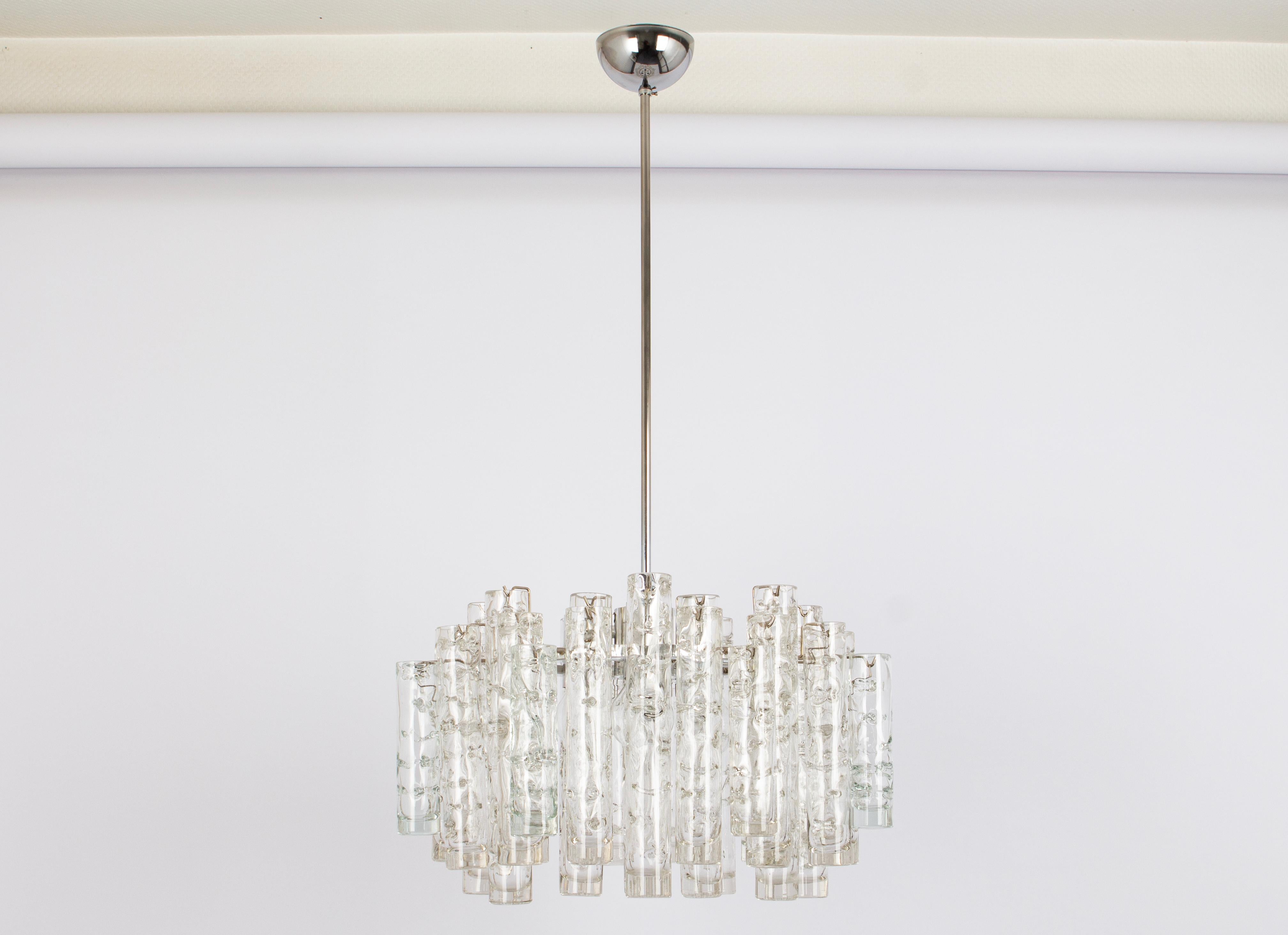 Stunning Murano Glass Tubes Chandelier by Doria, Germany, 1960s In Good Condition For Sale In Aachen, NRW