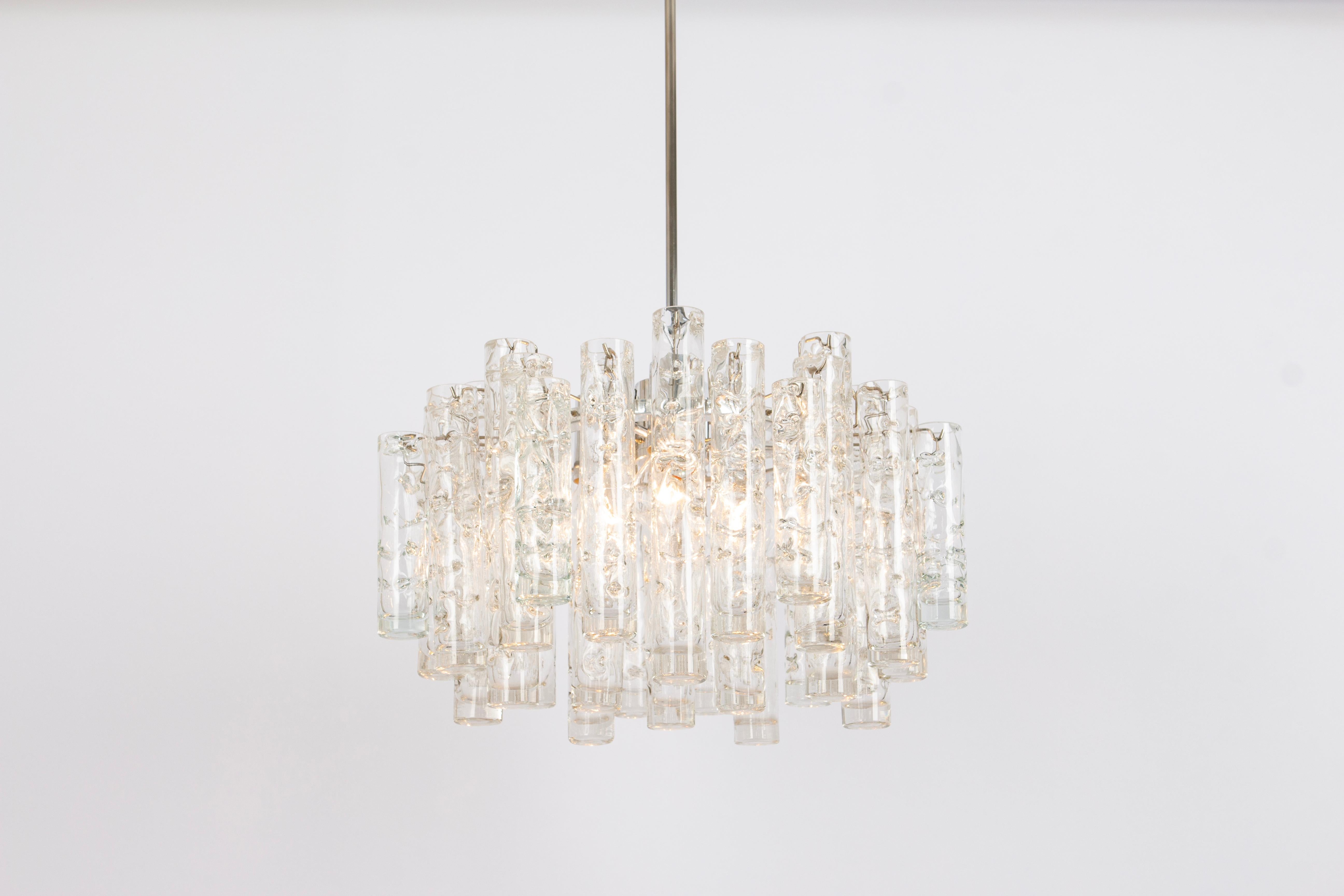Mid-20th Century Stunning Murano Glass Tubes Chandelier by Doria, Germany, 1960s For Sale