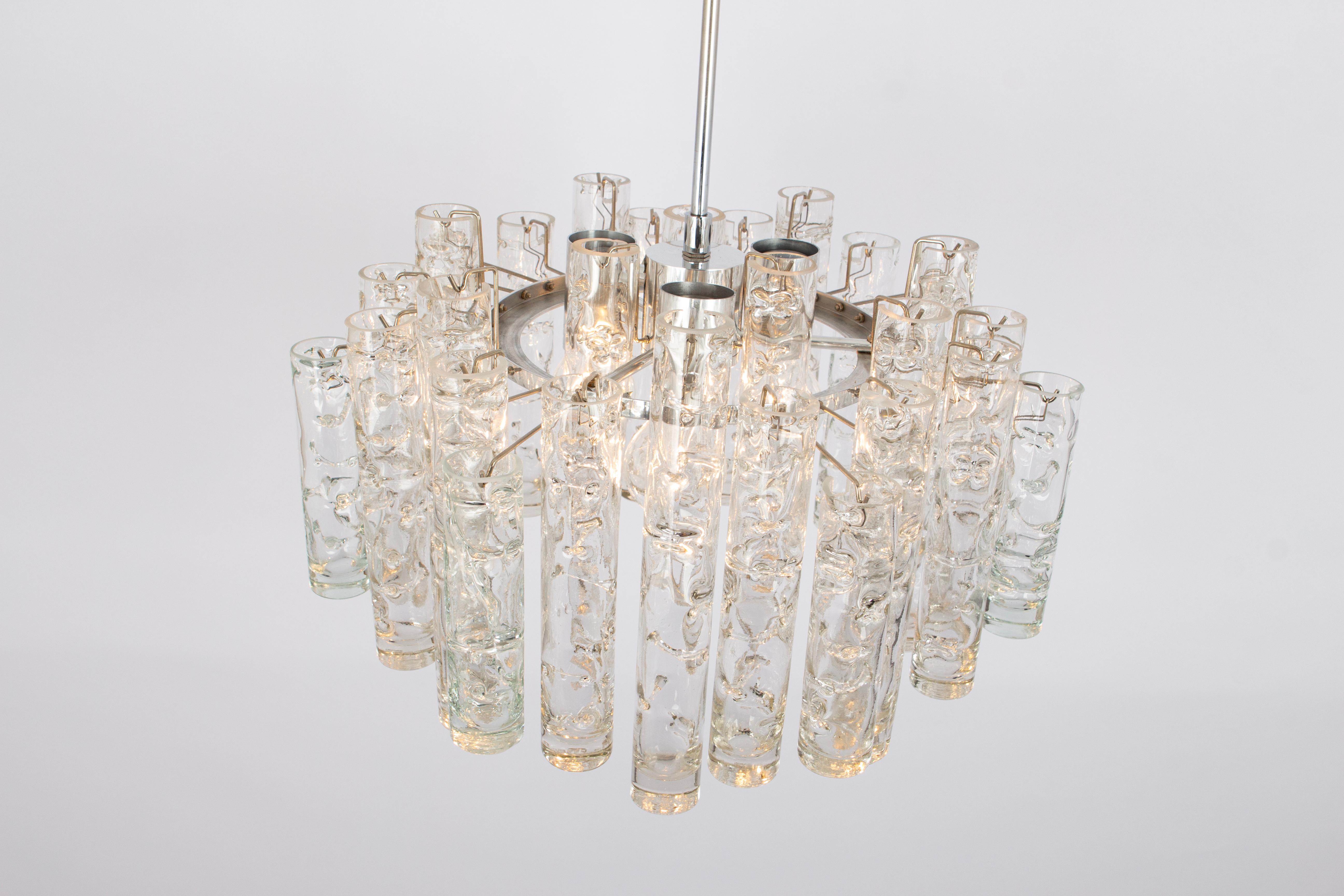 Metal Stunning Murano Glass Tubes Chandelier by Doria, Germany, 1960s For Sale