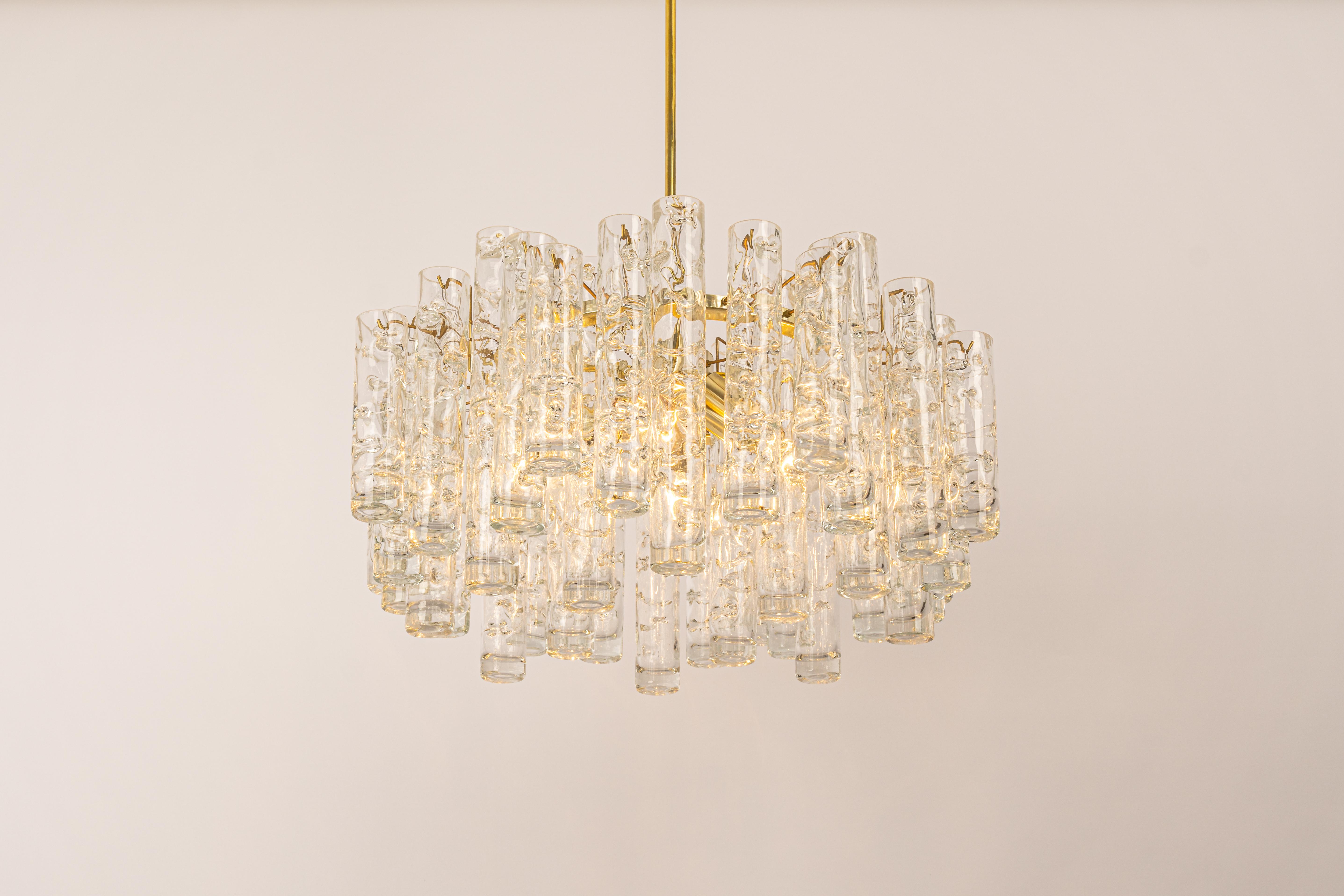 1 of 4 Stunning Murano Glass Tubes Chandelier by Doria, Germany, 1960s For Sale 1