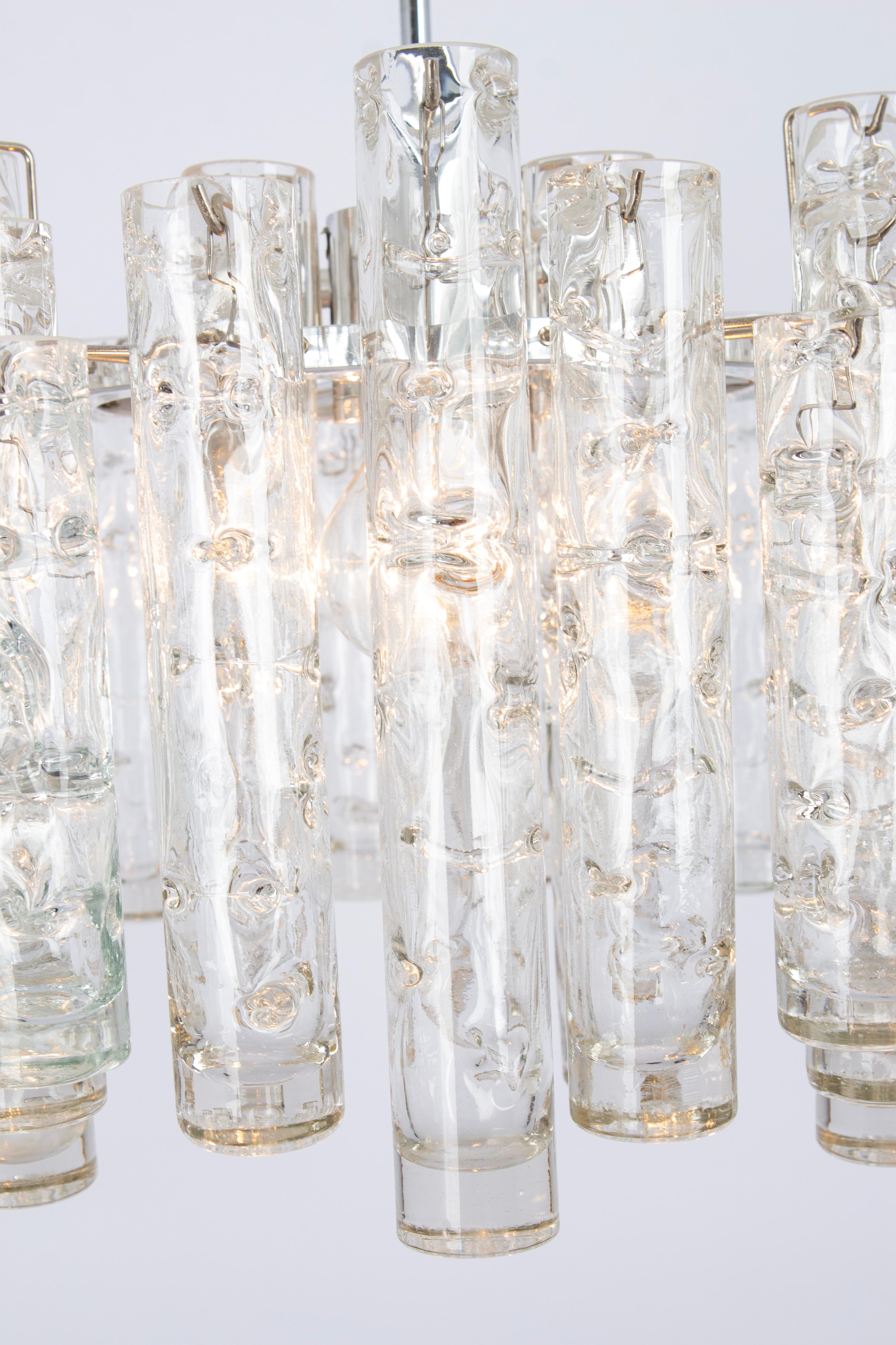 Stunning Murano Glass Tubes Chandelier by Doria, Germany, 1960s For Sale 1