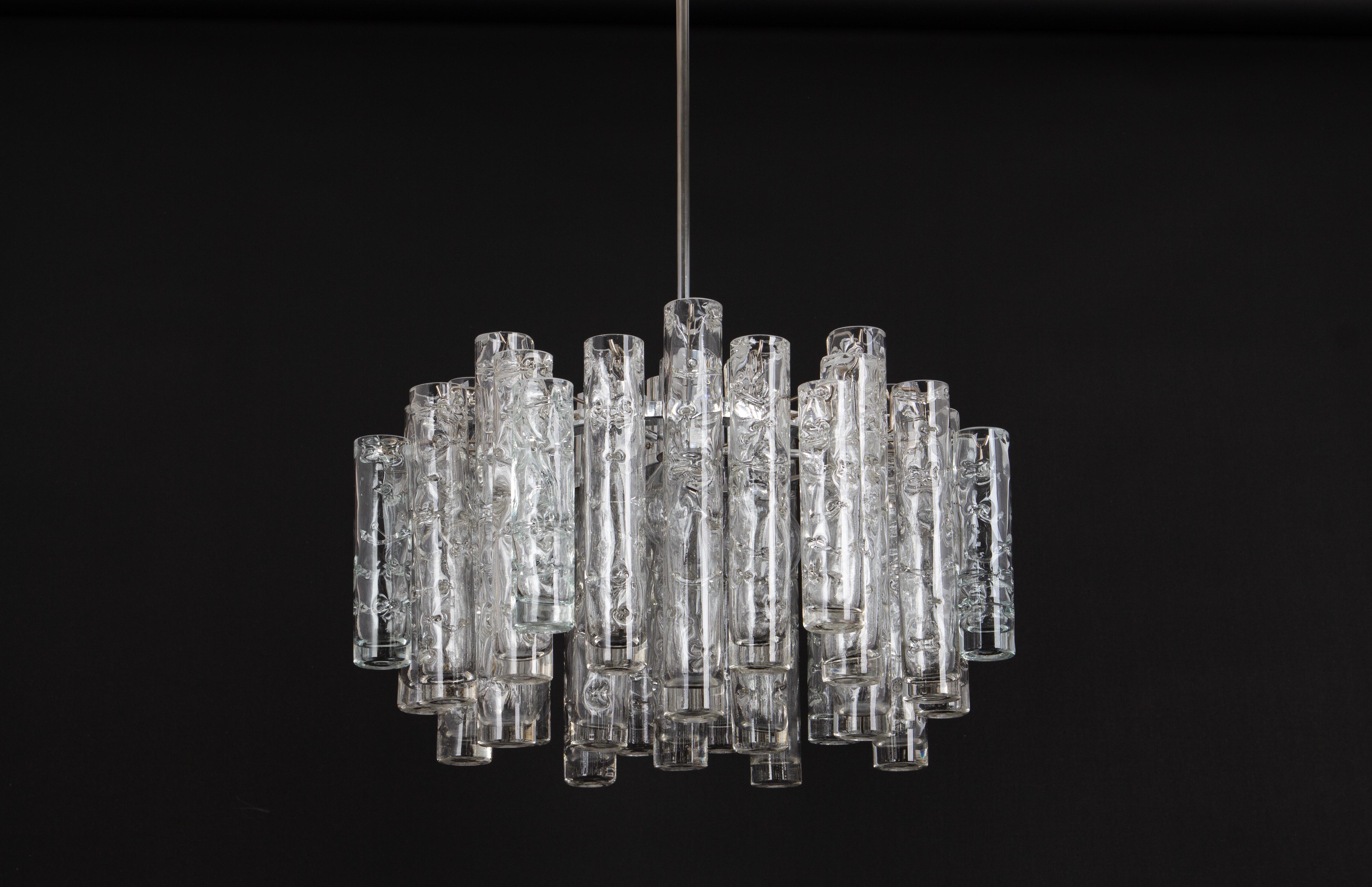 Stunning Murano Glass Tubes Chandelier by Doria, Germany, 1960s For Sale 2