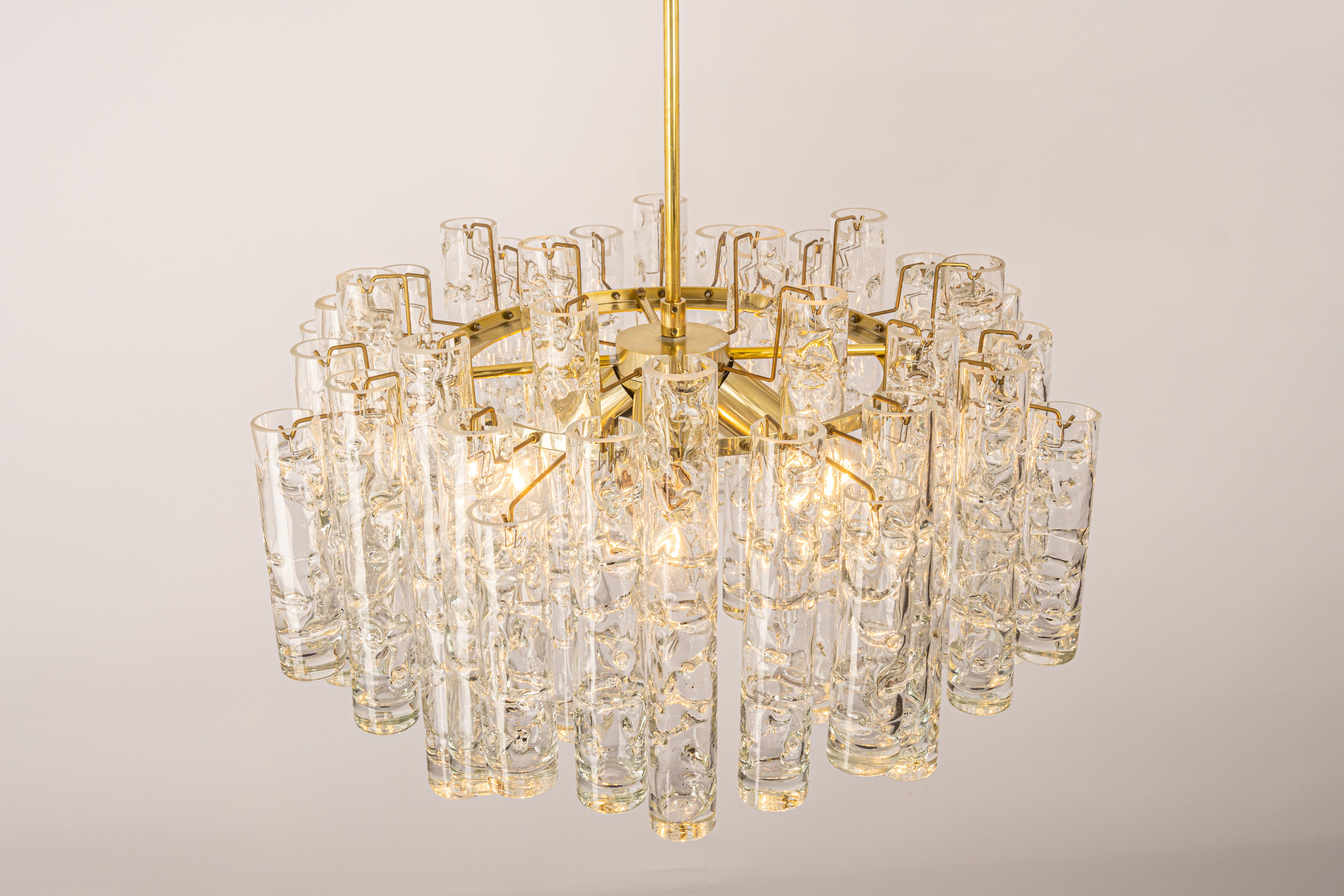 1 of 4 Stunning Murano Glass Tubes Chandelier by Doria, Germany, 1960s For Sale 3