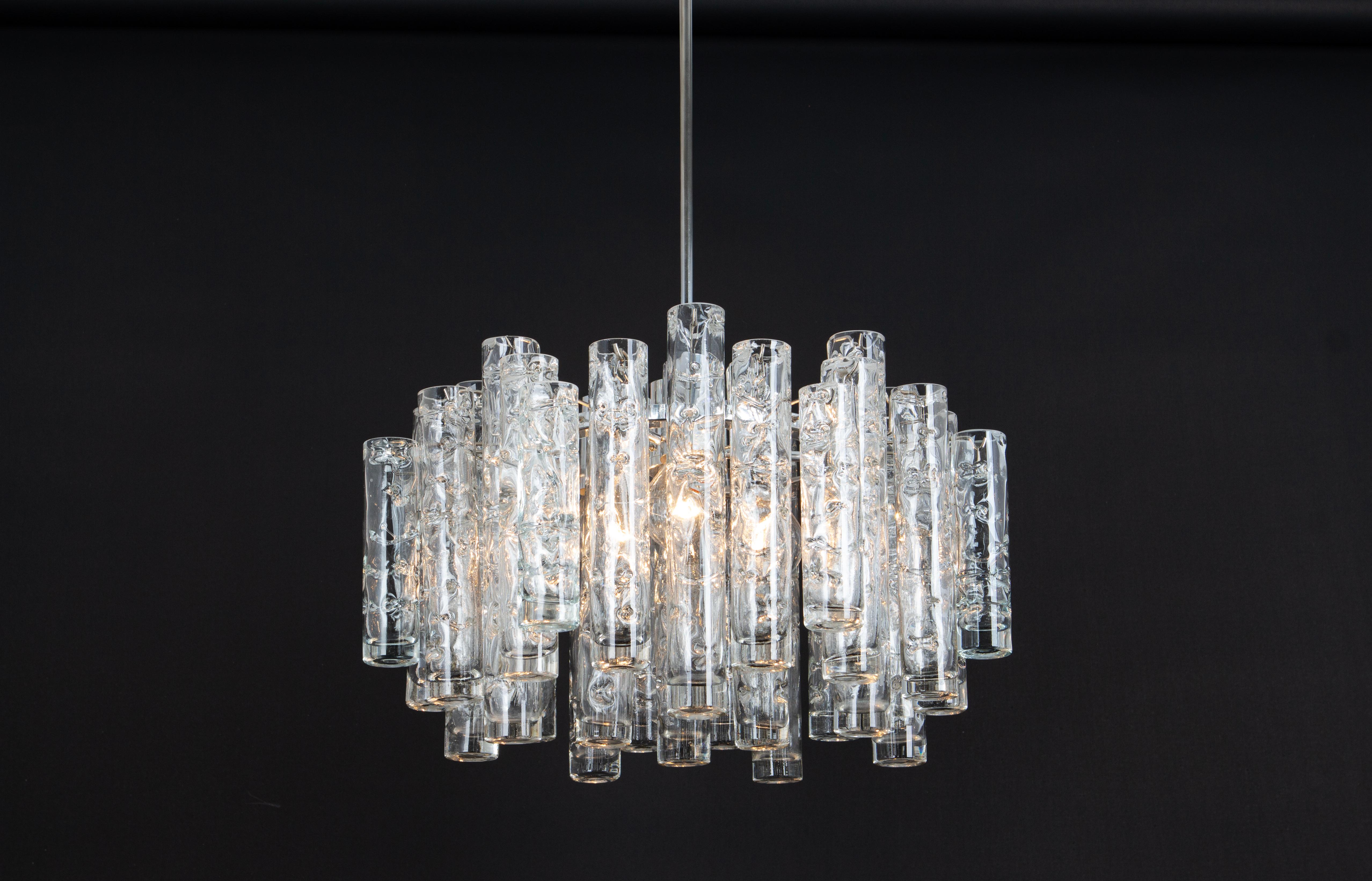 Stunning Murano Glass Tubes Chandelier by Doria, Germany, 1960s For Sale 3