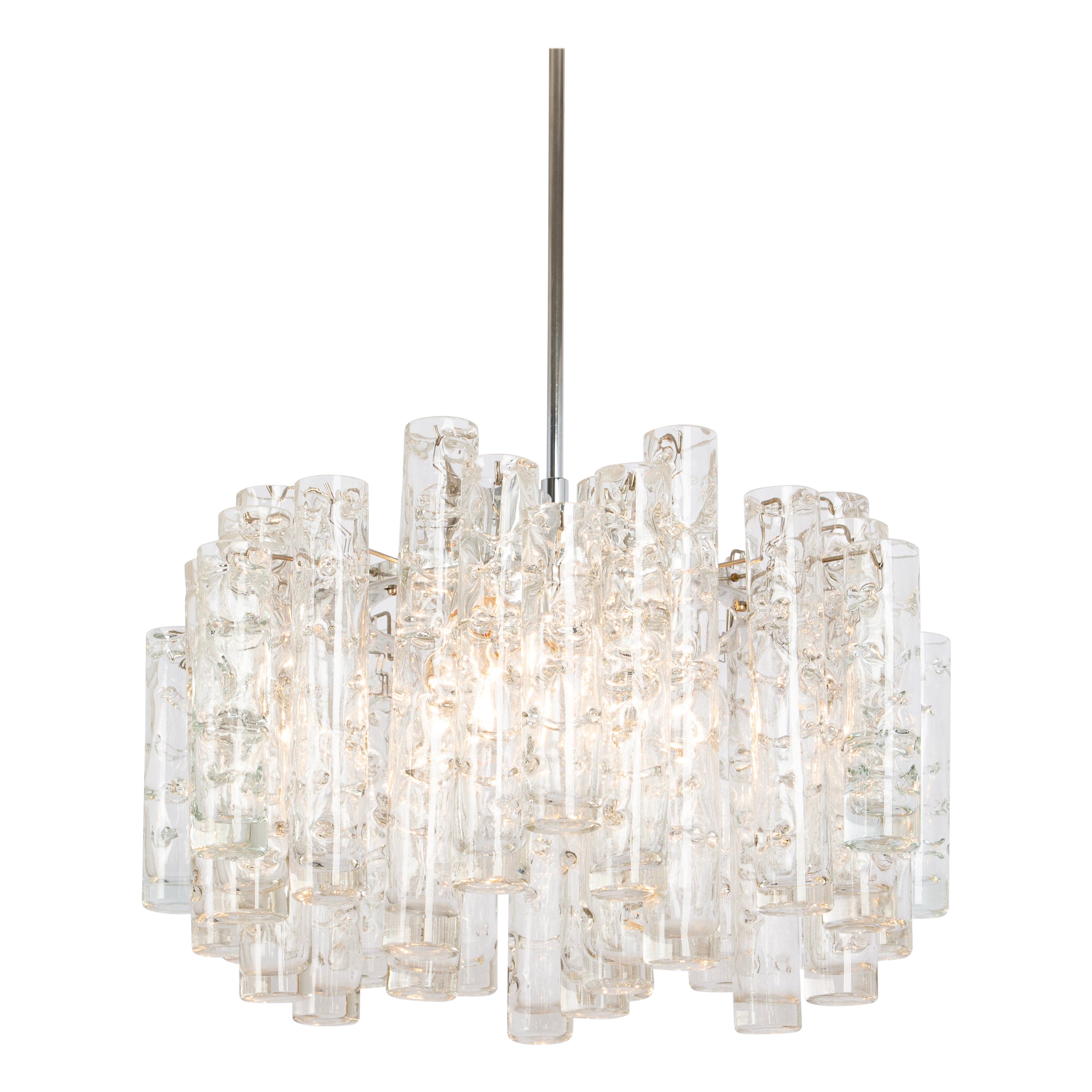 Stupendo lampadario a tubi in vetro di Murano di Doria, Germania, anni '60