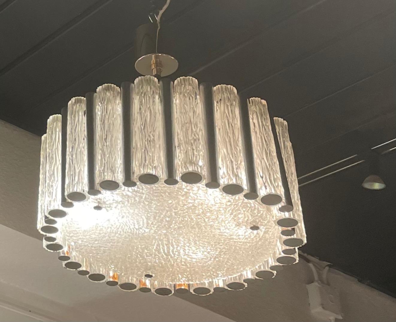 Stunning german chandelier by Doria Lunchten- Germany
No piece missing.
Murano glass and aluminum tubes.