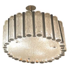 Stunning Murano Glass Tubes Chandelier Flushmount by Doria Leuchten, Germany