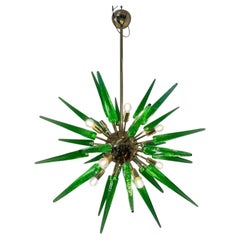 Stunning Murano Green Sputnik Chandelier