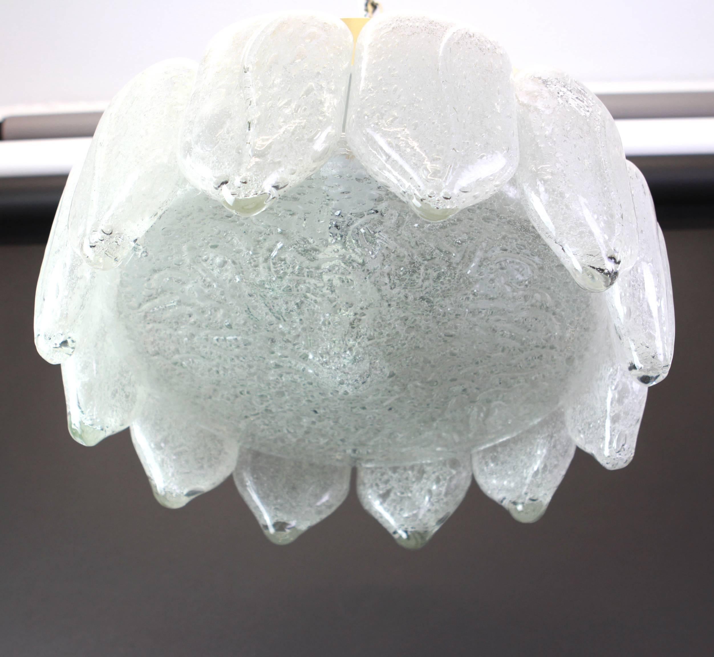 Mid-20th Century Stunning Murano Ice Glass Flush Mount by Doria, Germany, 1960s