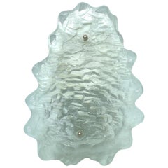 Stunning Murano Ice Glass Leaf Sconce by Peill & Putzler Leuchten, 1970s