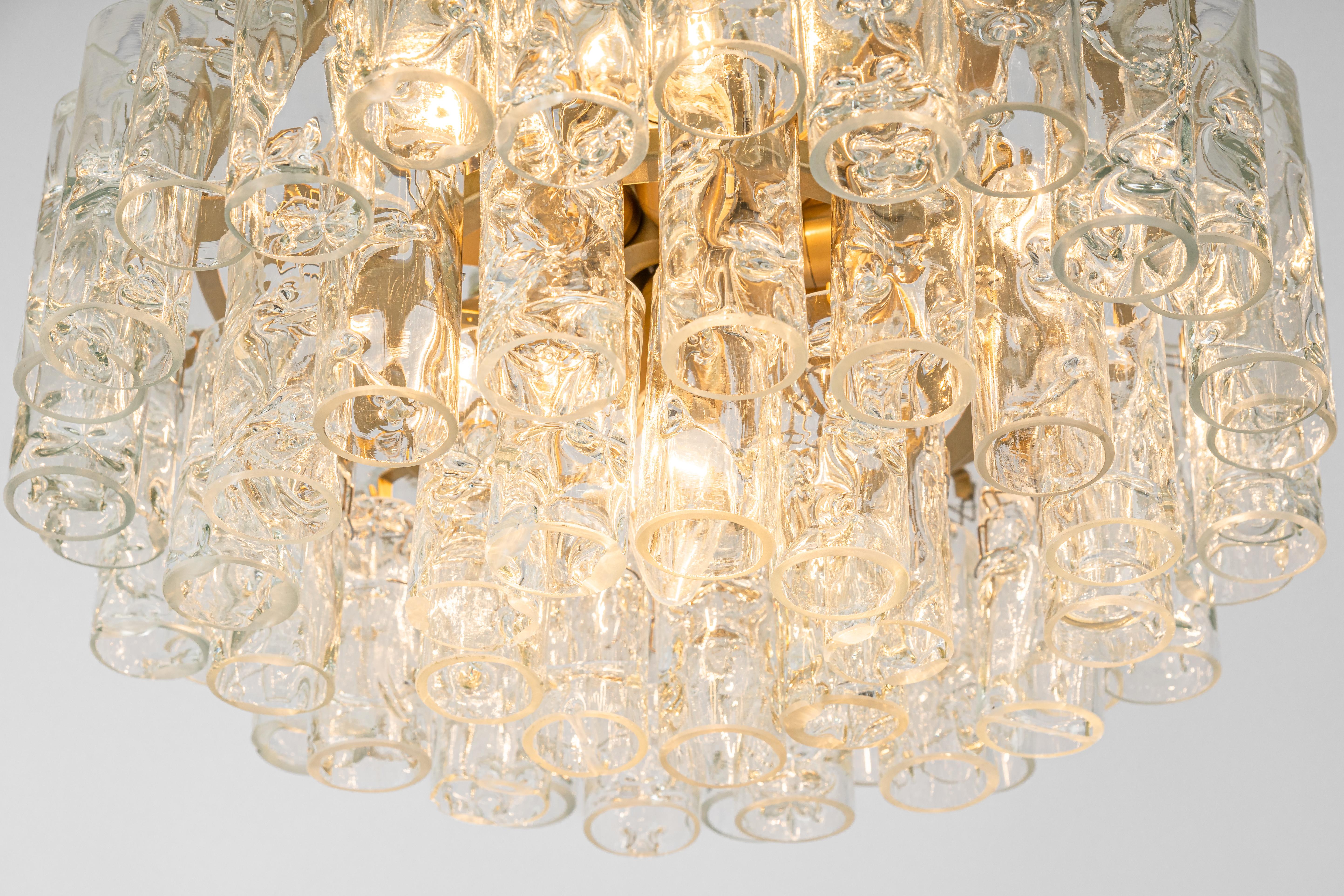 Stunning Murano Ice Glass Tubes Chandelier by Doria, Germany, 1960s For Sale 4