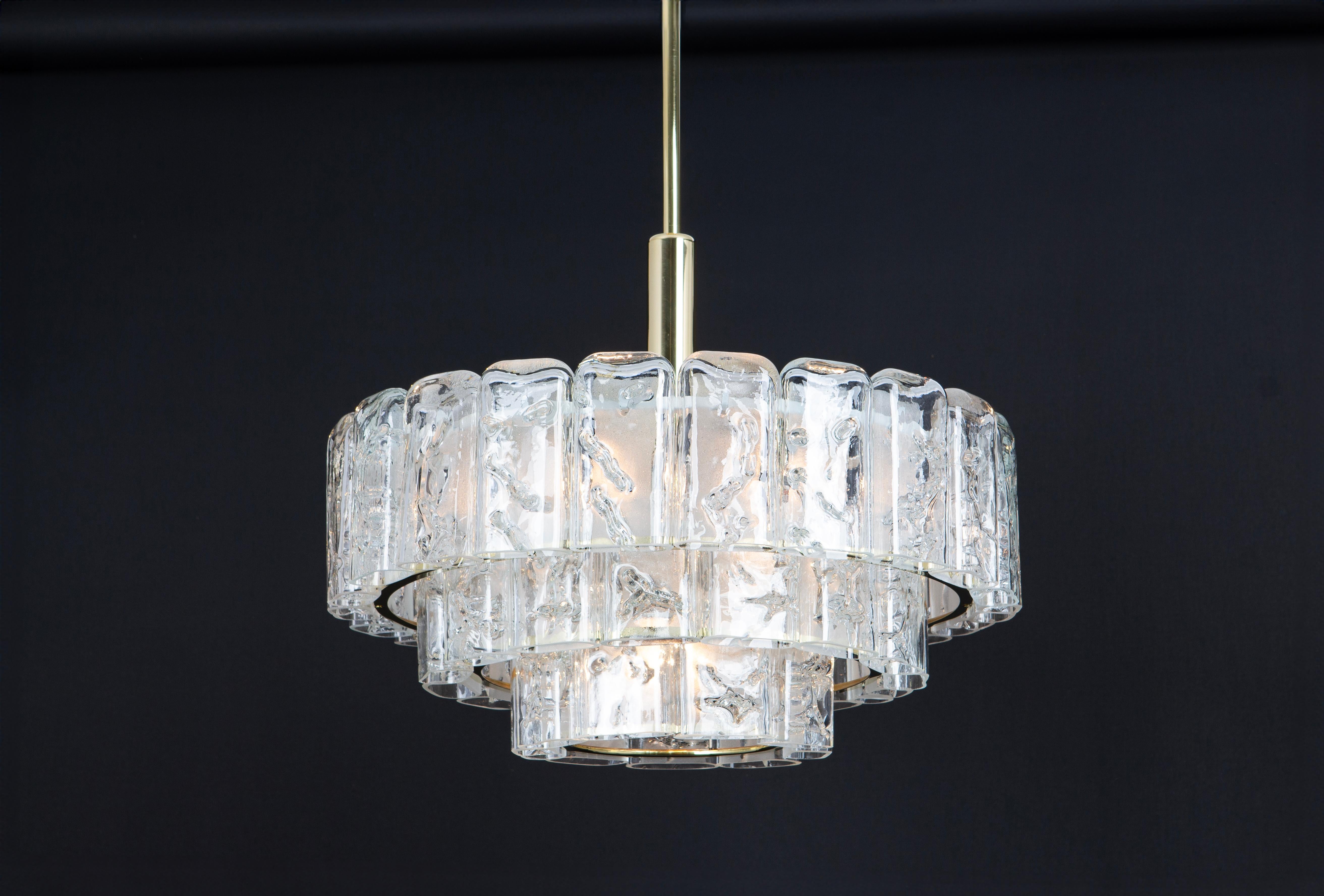 Stunning Murano Ice Glass Tubes Chandelier by Doria, Germany, 1960s For Sale 4
