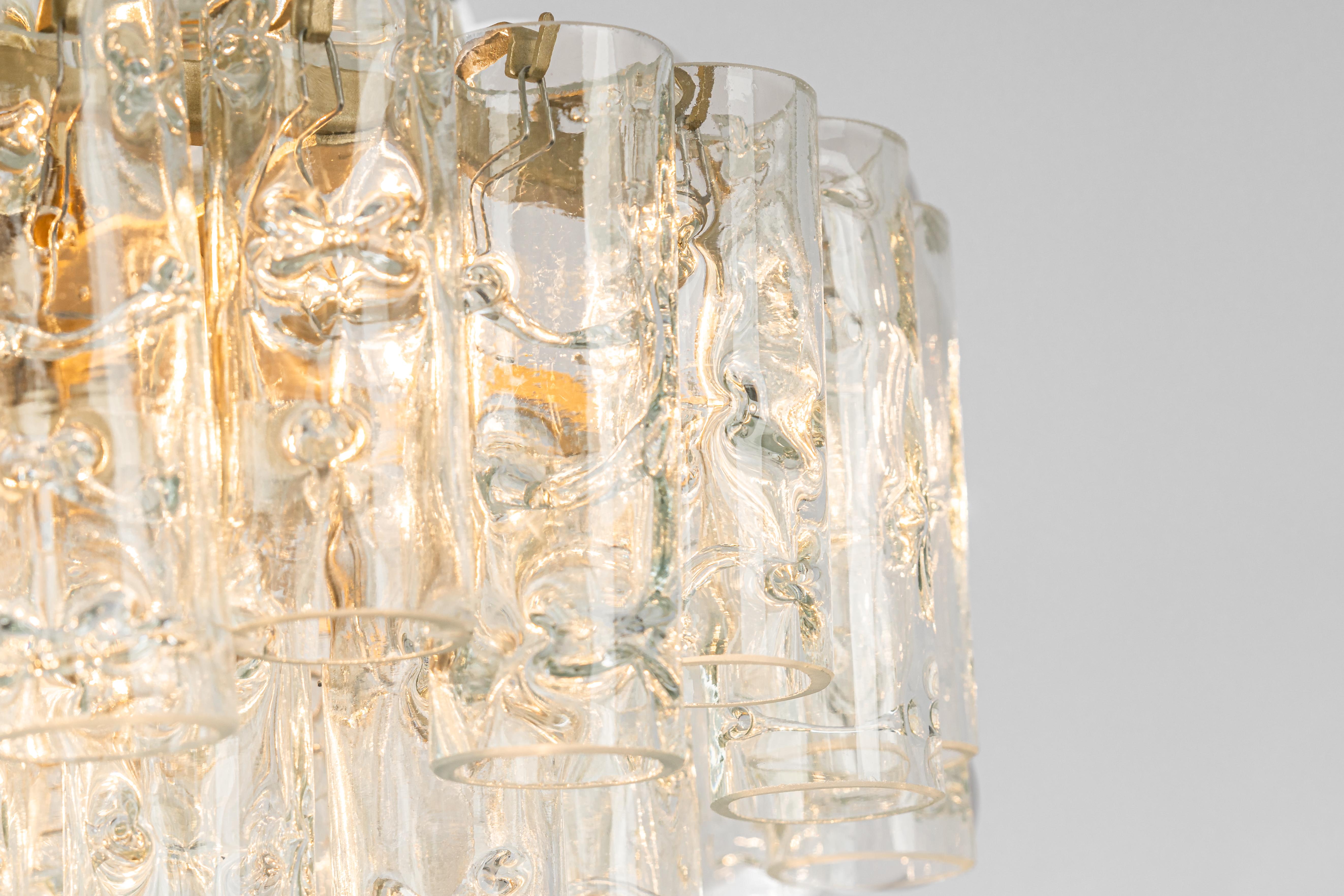 Stunning Murano Ice Glass Tubes Chandelier by Doria, Germany, 1960s For Sale 5