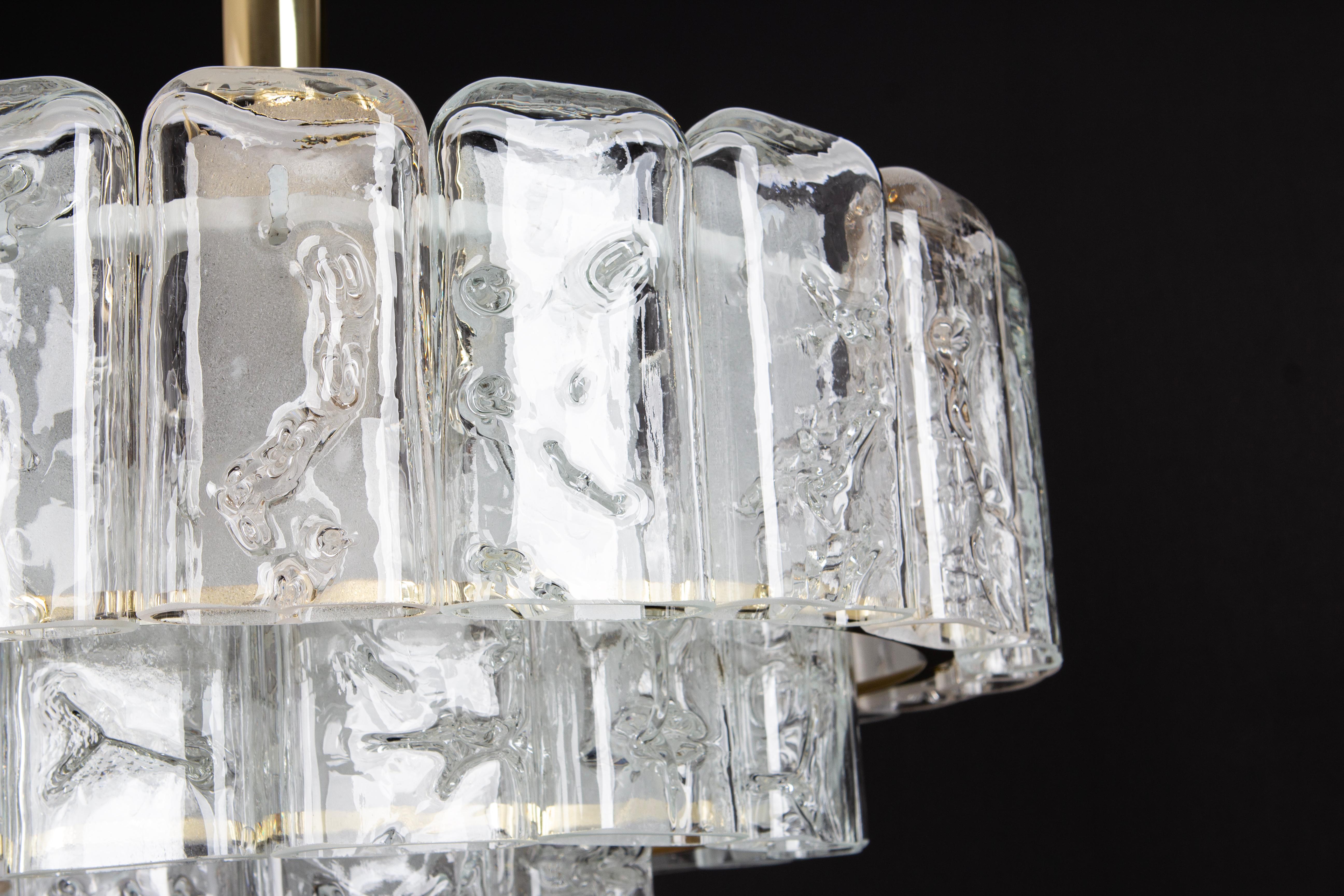 Stunning Murano Ice Glass Tubes Chandelier by Doria, Germany, 1960s For Sale 5