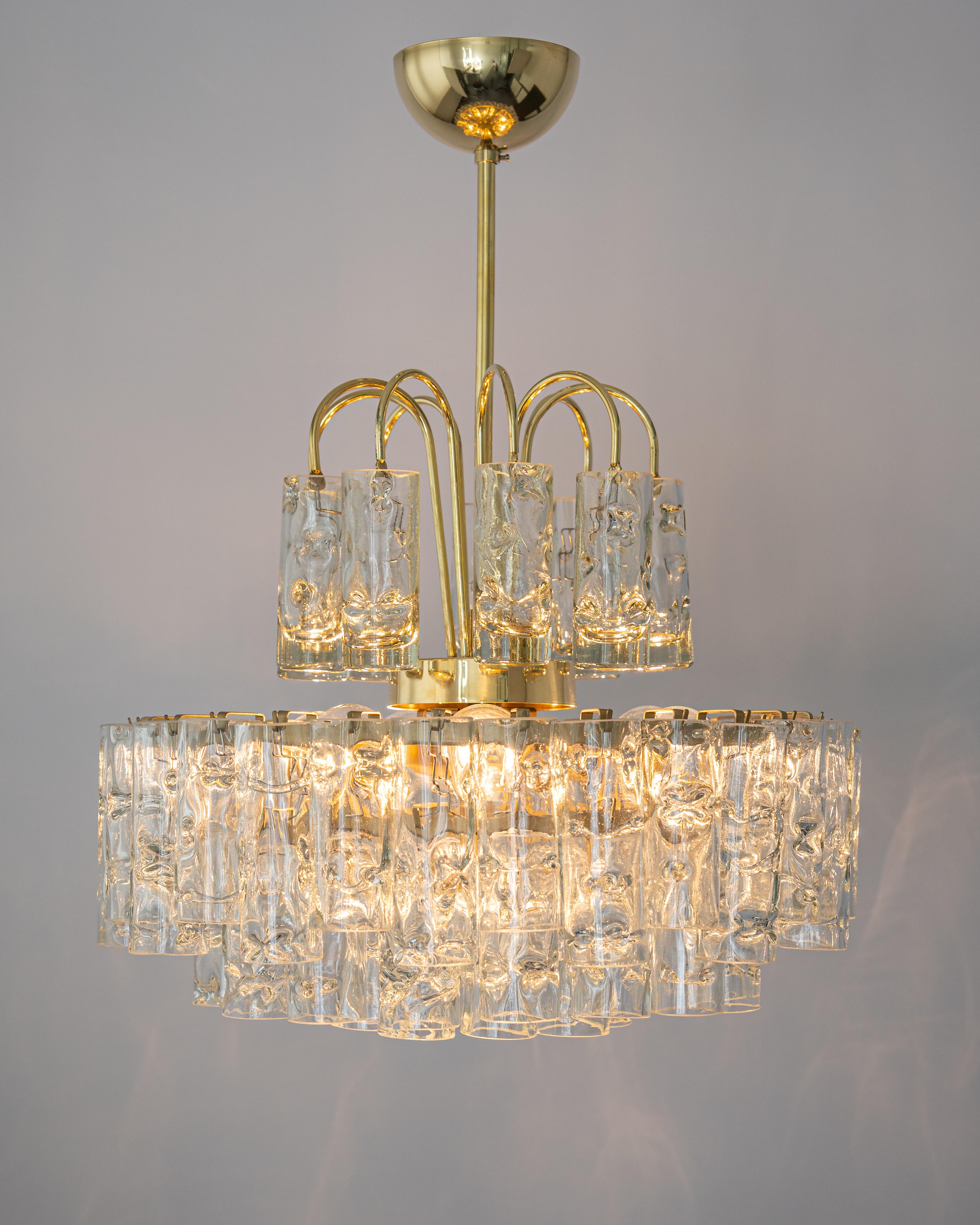 Stunning Murano Ice Glass Tubes Chandelier by Doria, Germany, 1960s For Sale 6