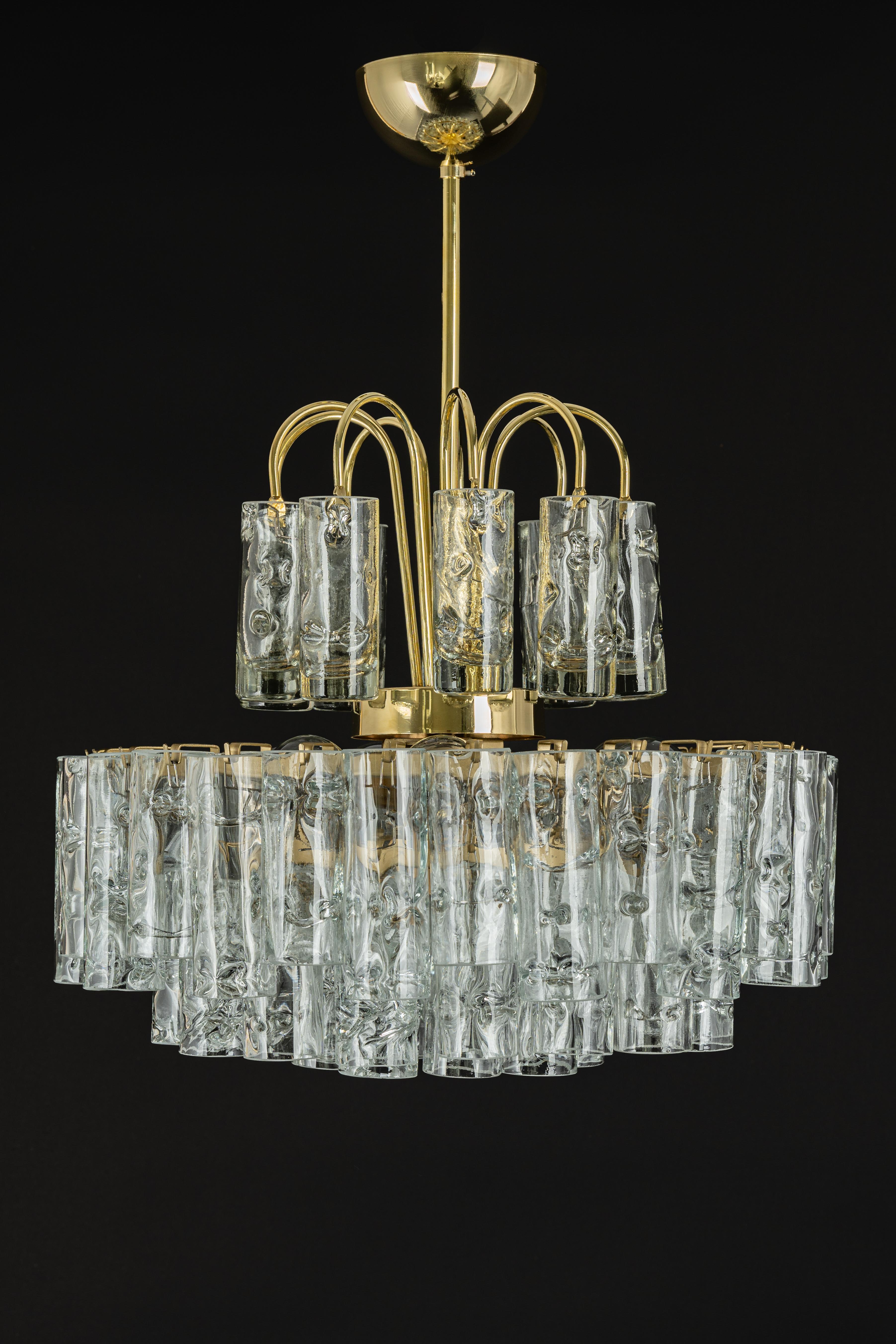 Stunning Murano Ice Glass Tubes Chandelier by Doria, Germany, 1960s For Sale 8