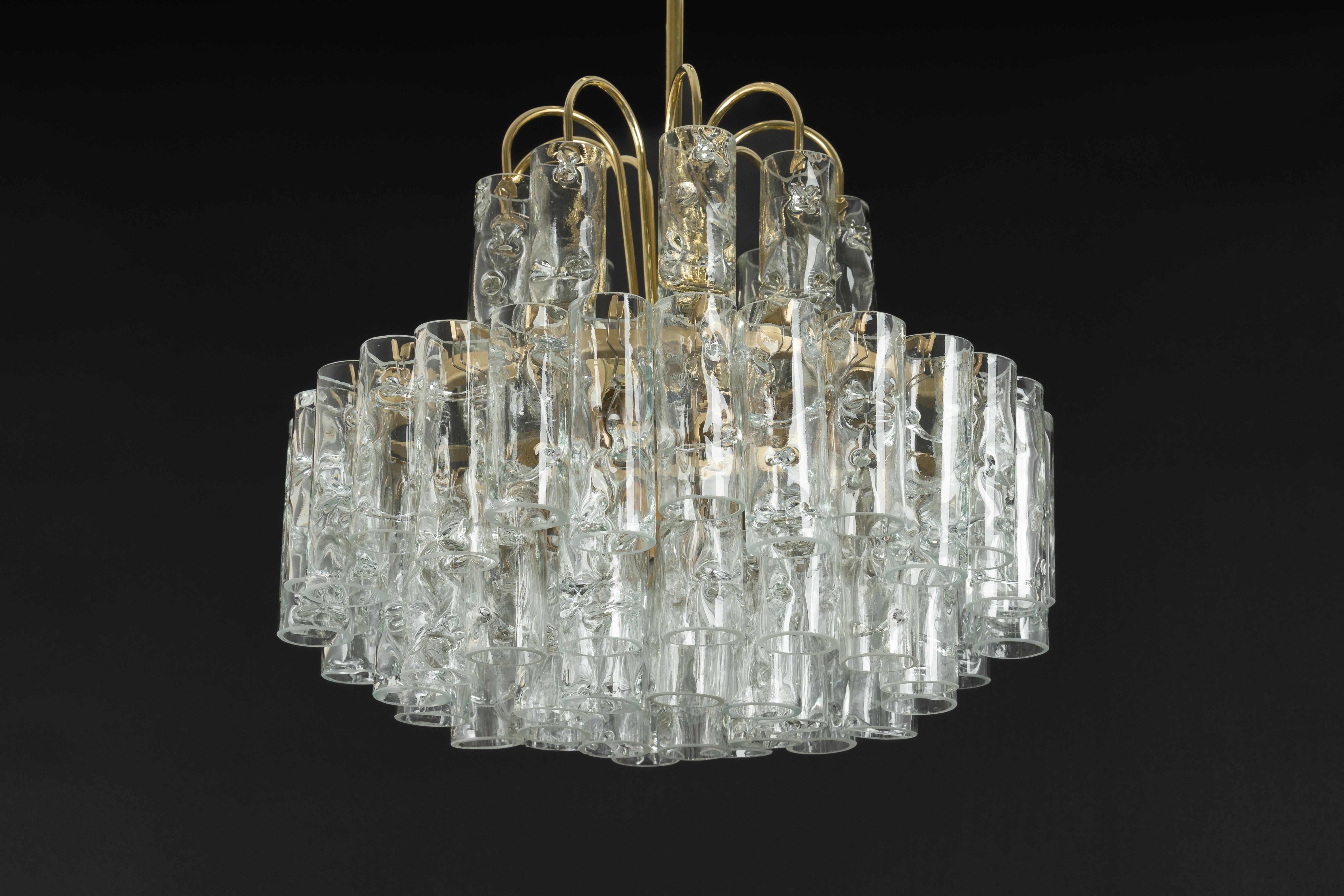 Stunning Murano Ice Glass Tubes Chandelier by Doria, Germany, 1960s For Sale 9