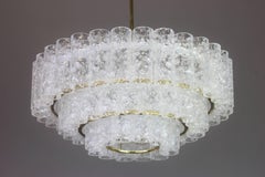 1 of 3 Stunning Murano Ice Glass Tubes Chandelier by Doria, Germany, 1960s