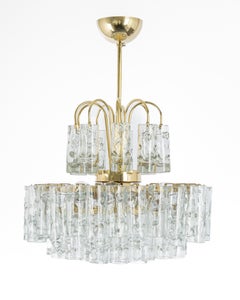 Stunning Murano Ice Glass Tubes Chandelier by Doria, Germany, 1960s