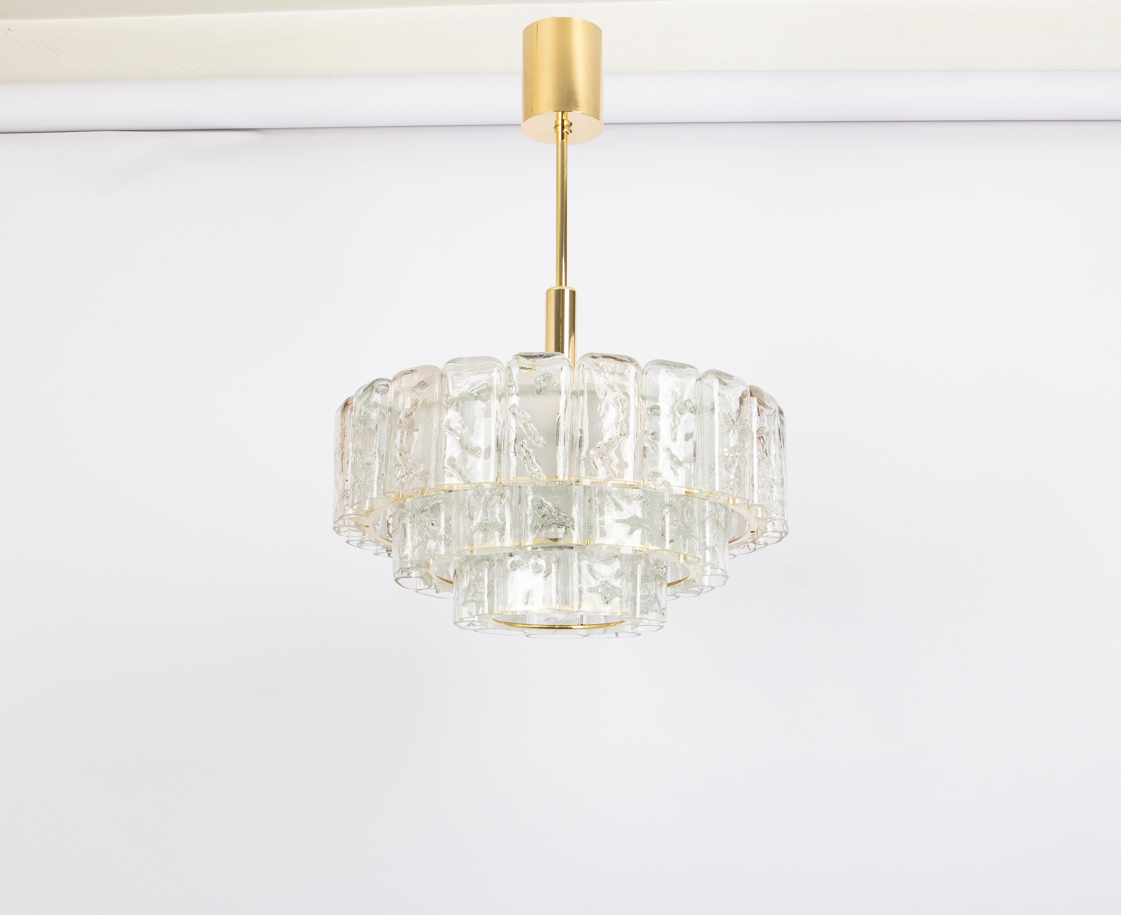 Mid-Century Modern Stunning Murano Ice Glass Tubes Chandelier by Doria, Germany, 1960s For Sale